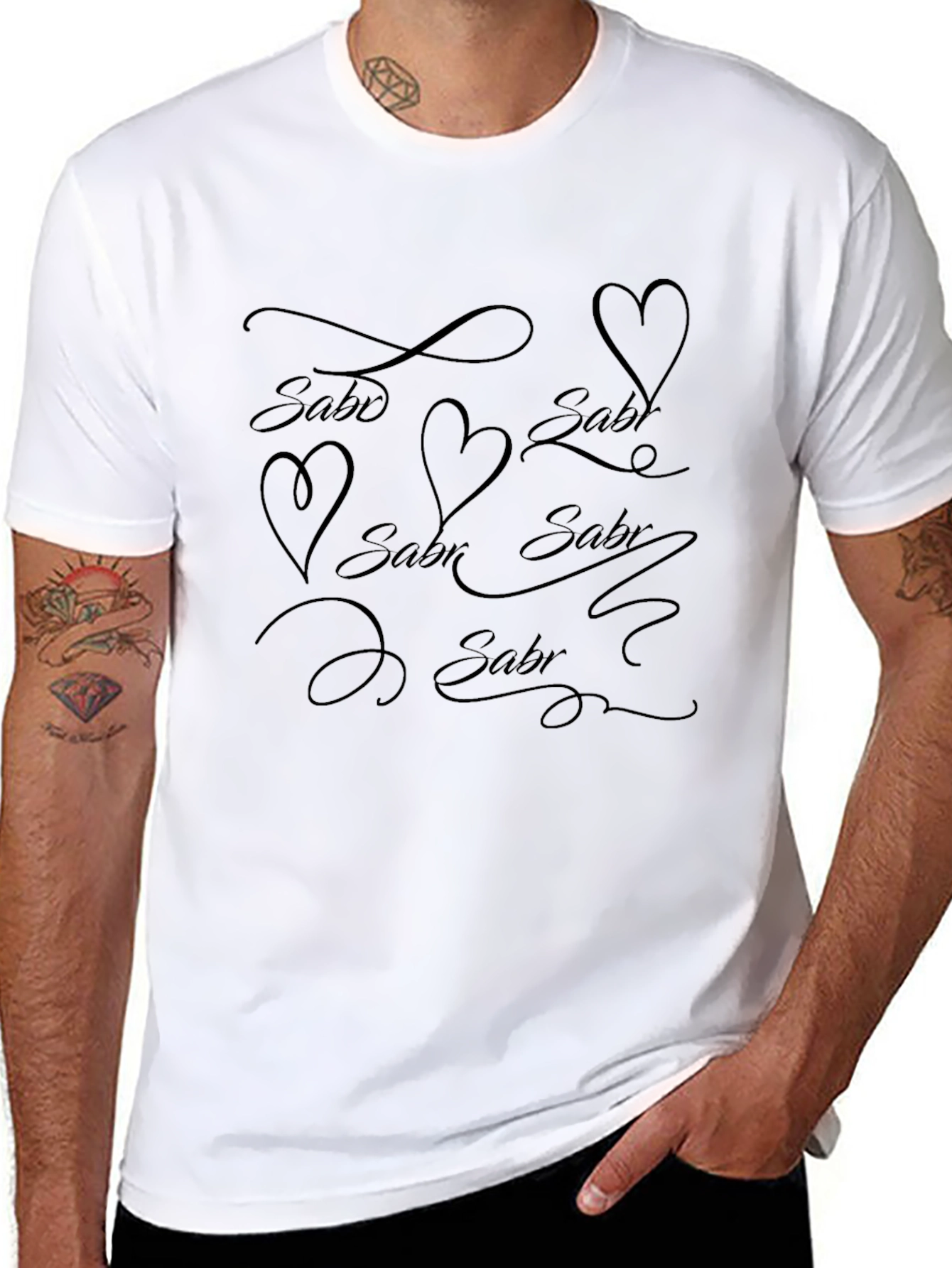 Stylish Sabr Graphic Print Black T-Shirt