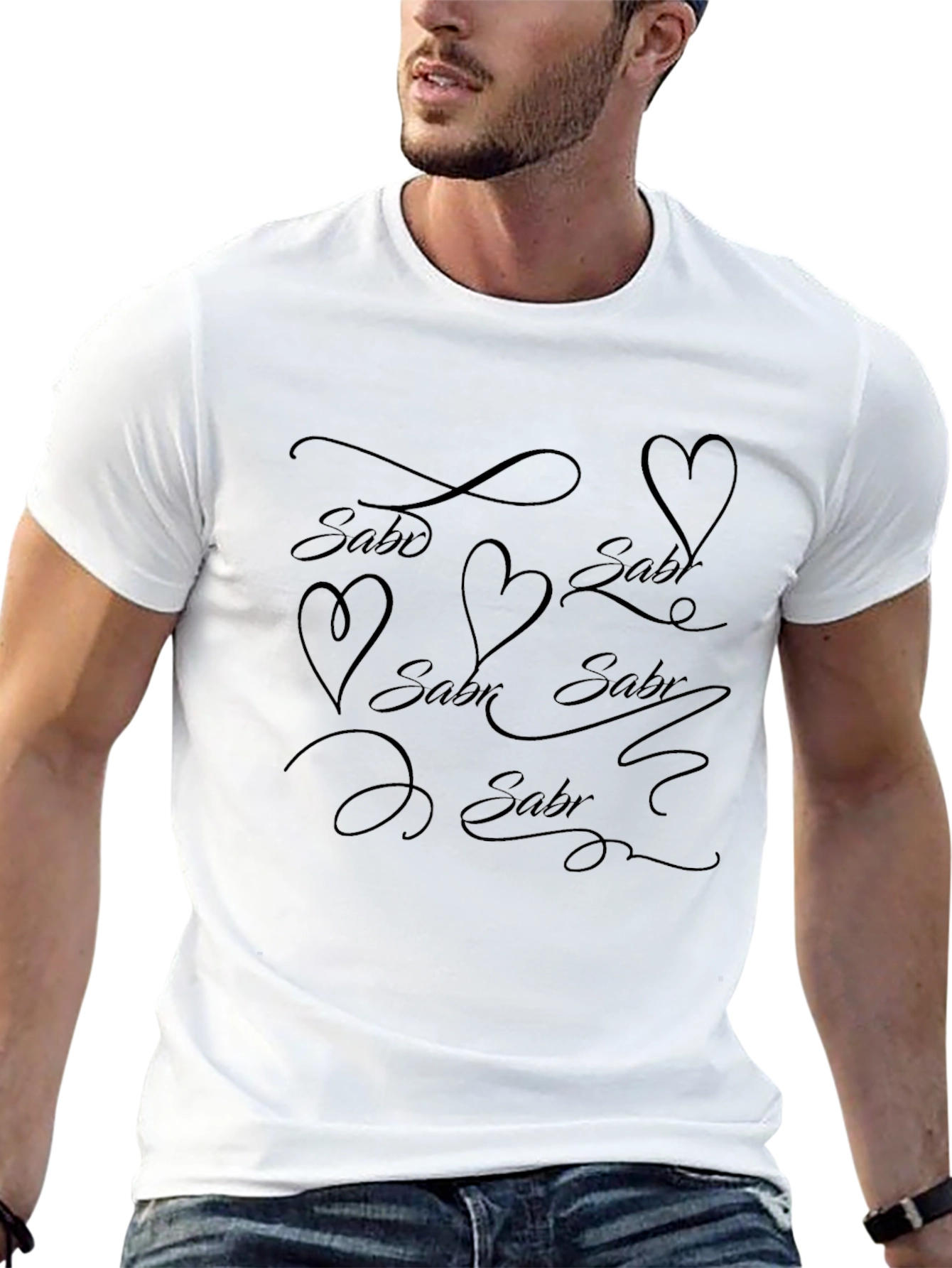 Stylish Sabr Graphic Print Black T-Shirt