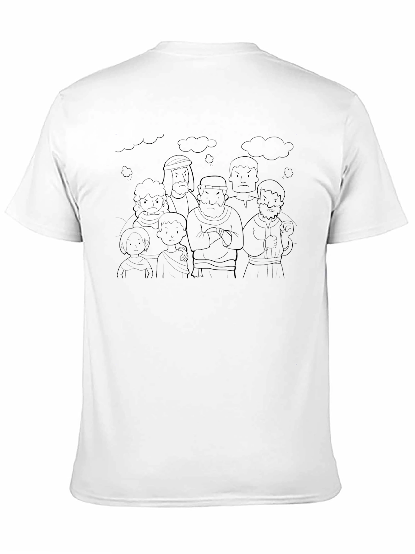 Cartoon Angry Mob Black T-Shirt