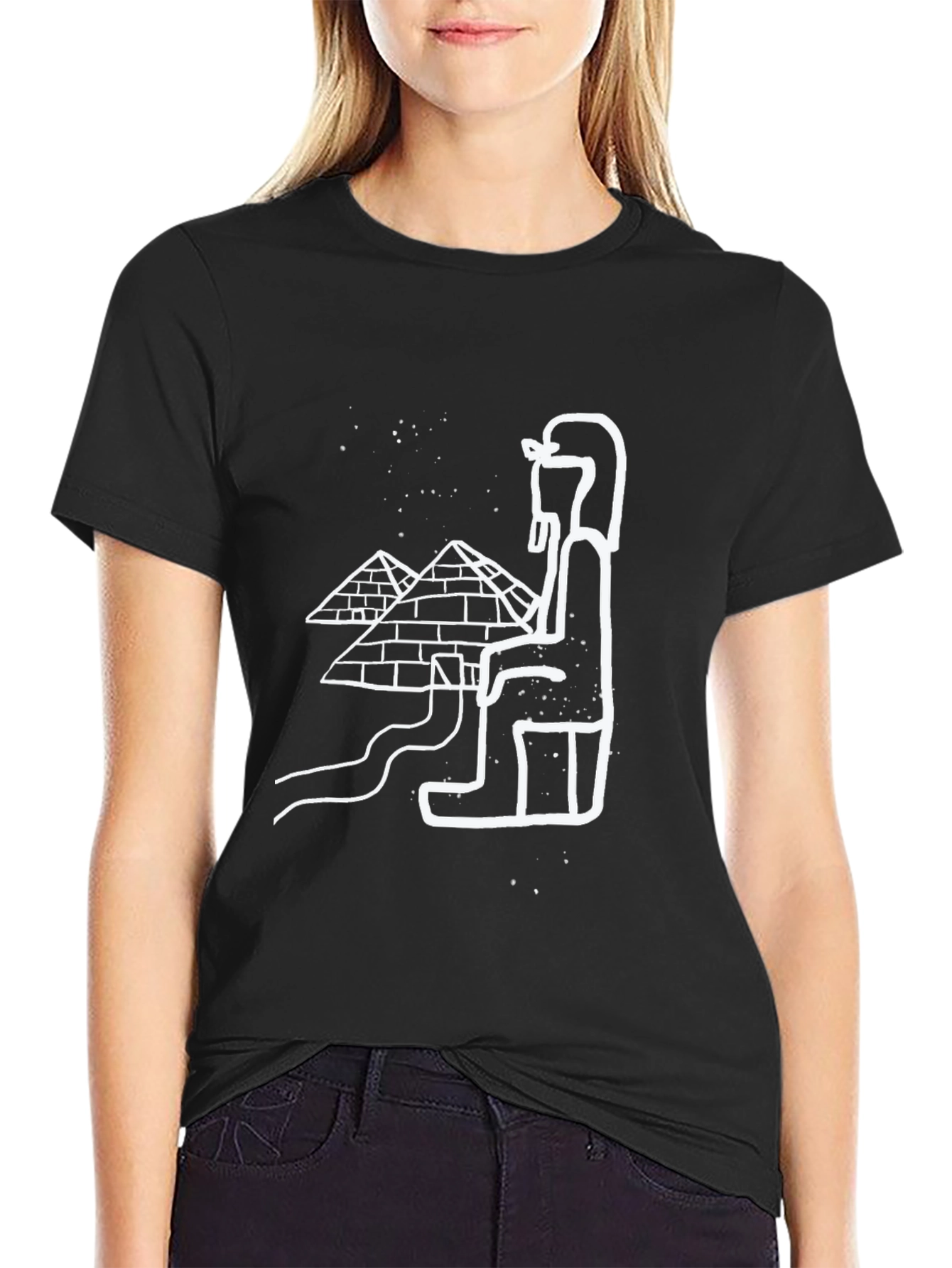 Egyptian Pyramids Graphic Tee - Black Cotton T-Shirt