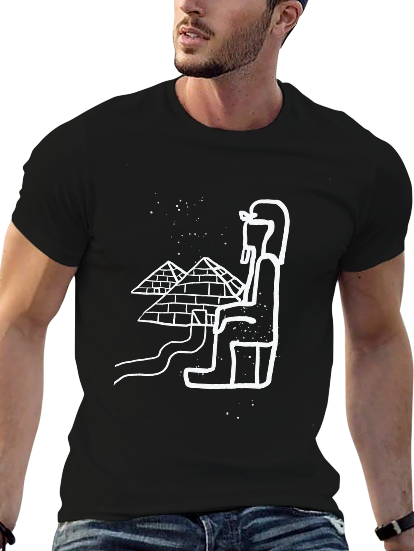 Egyptian Pyramids Graphic Tee - Black Cotton T-Shirt