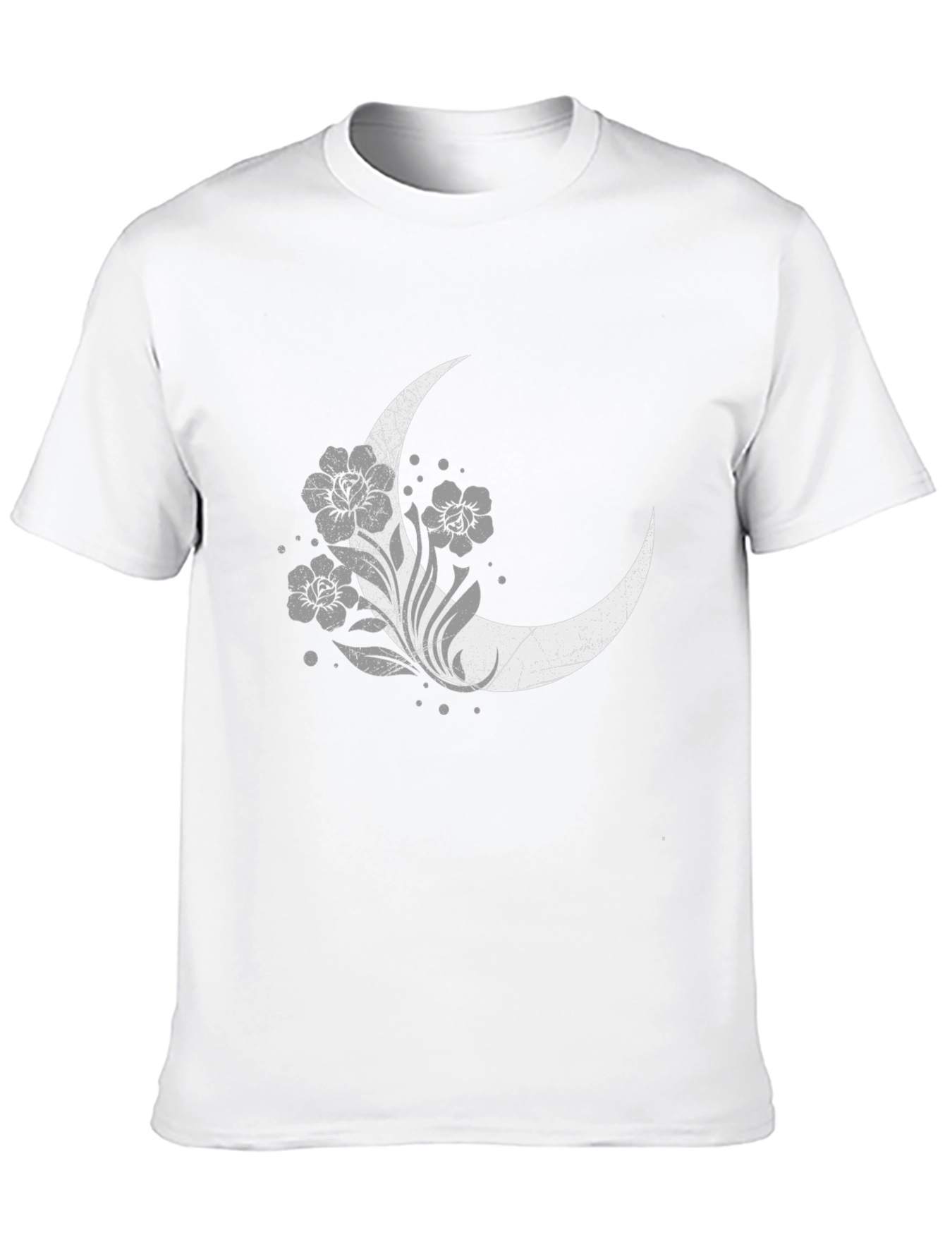 Floral Moon Graphic Tee - Black Cotton Blend