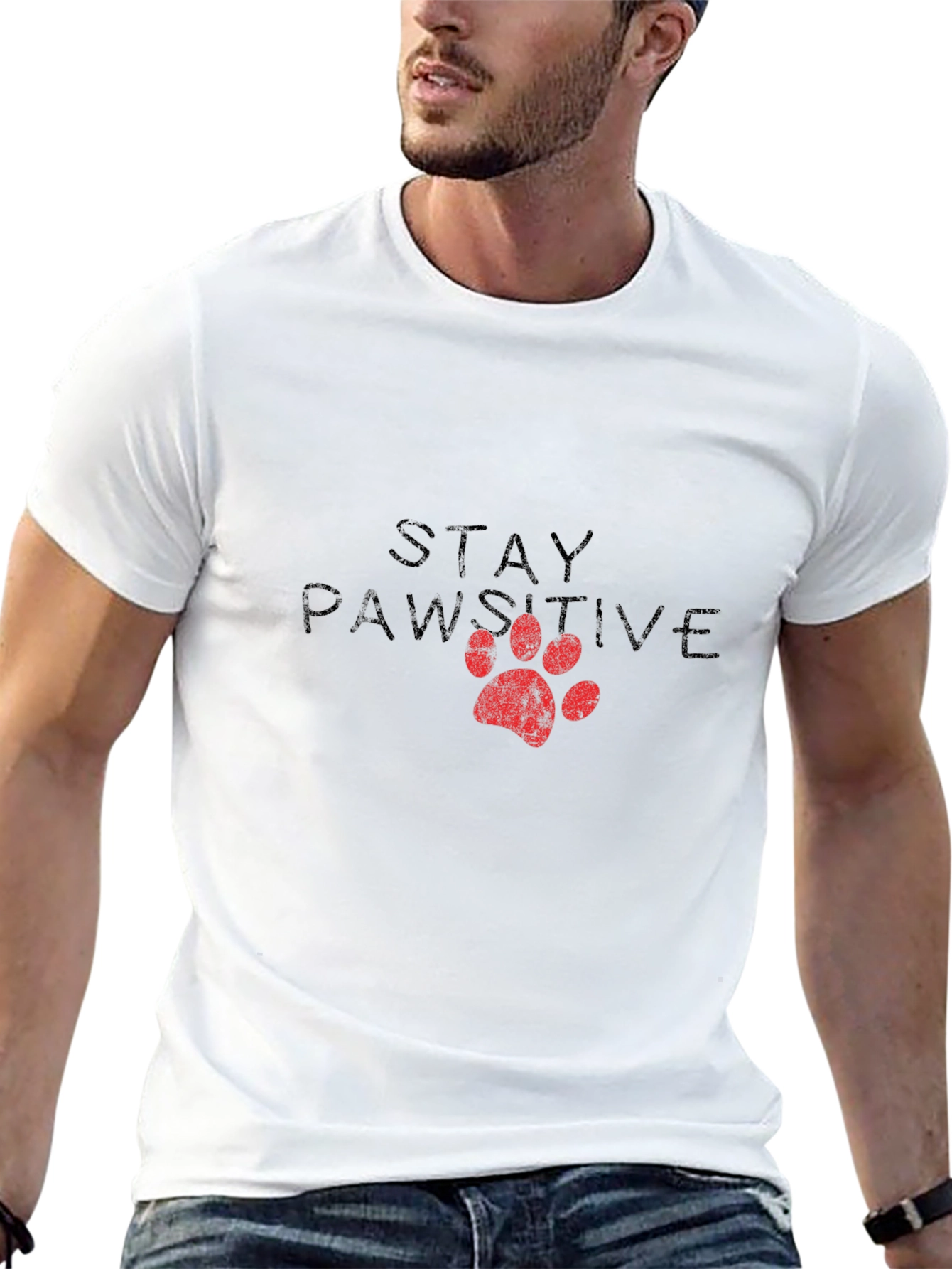 Stay Pawsitive Black Graphic Tee