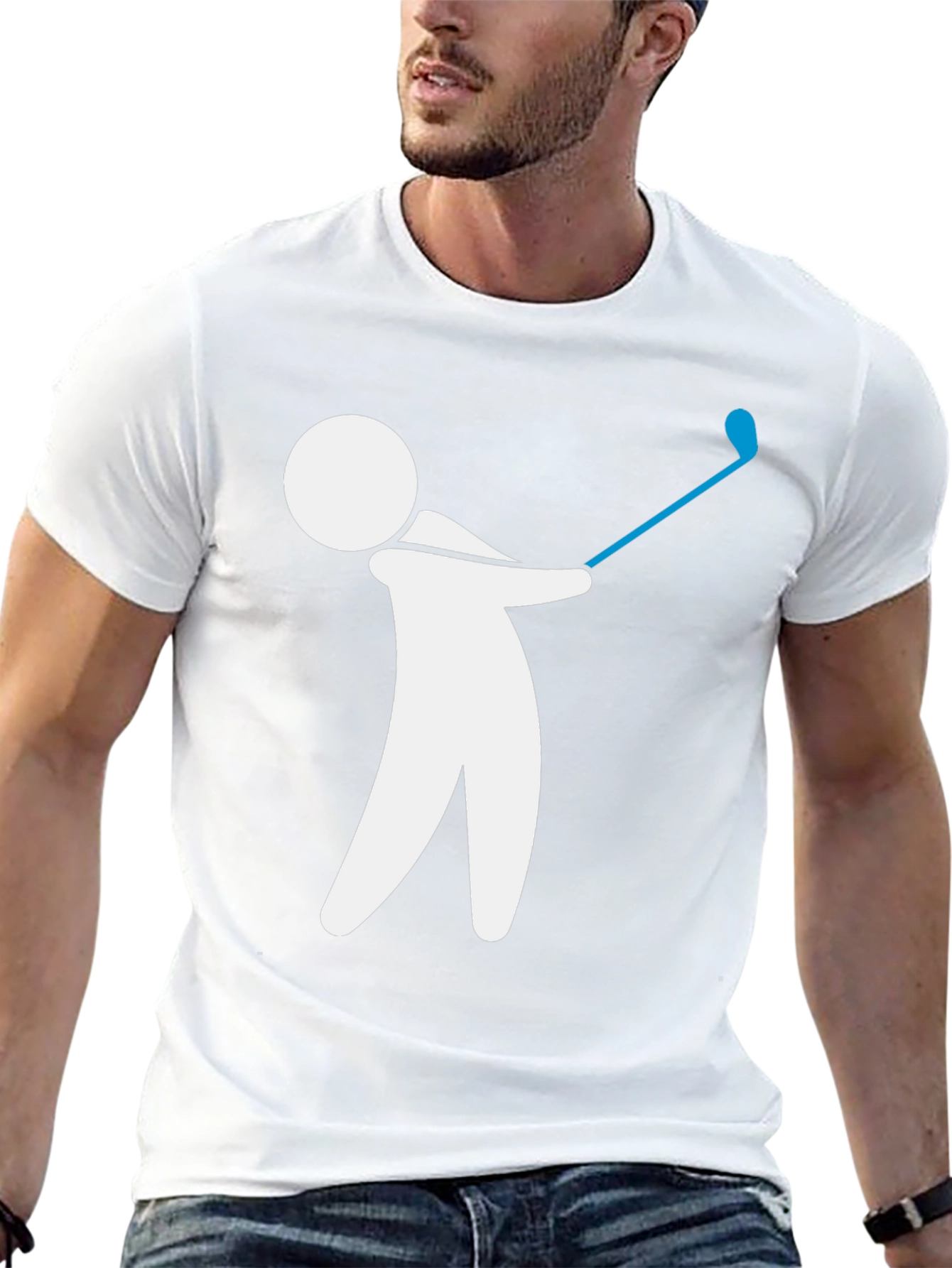 Golf Swing Graphic Tee - Black Cotton T-Shirt