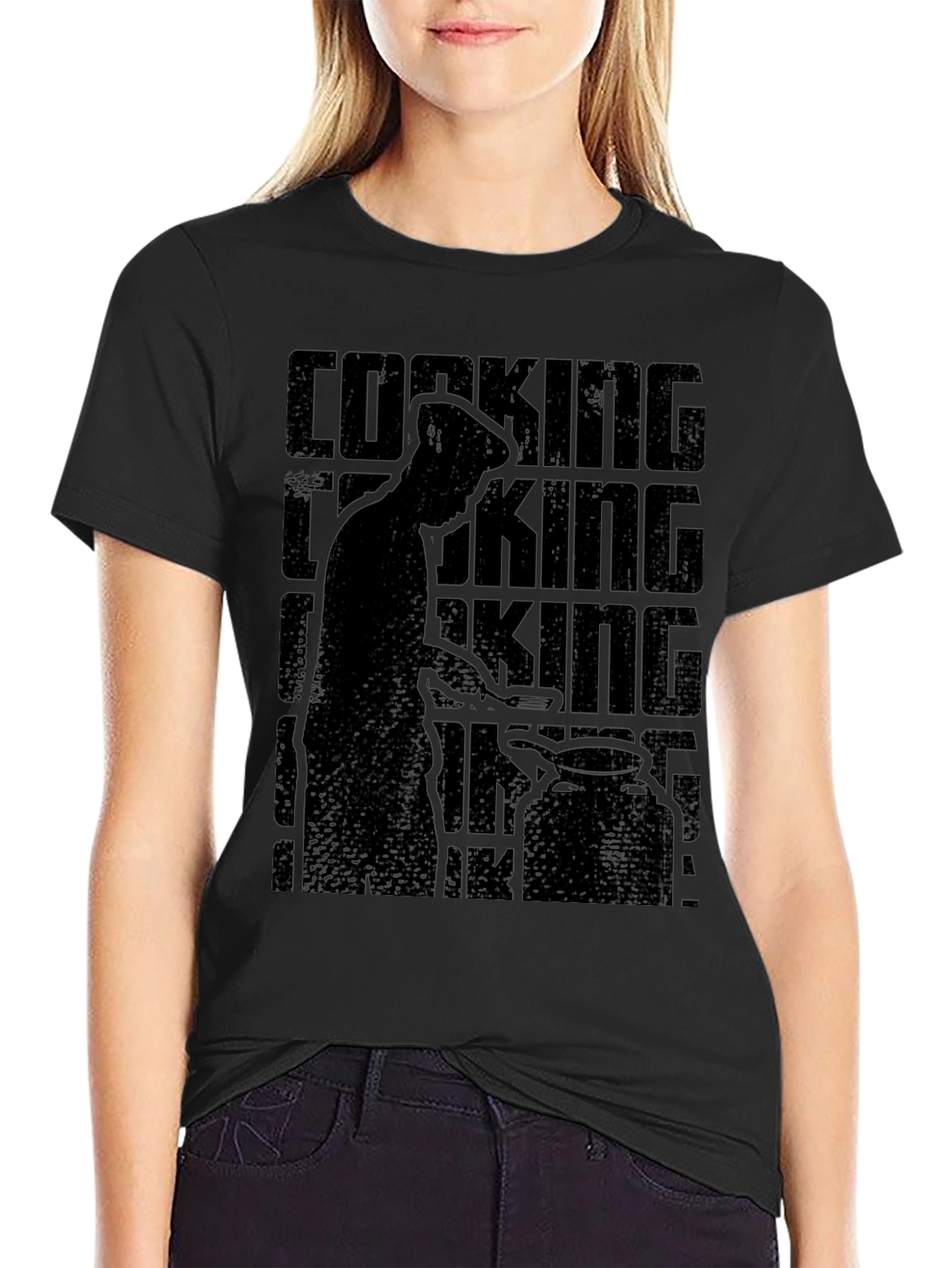 Cooking King Mens Black Graphic T-Shirt