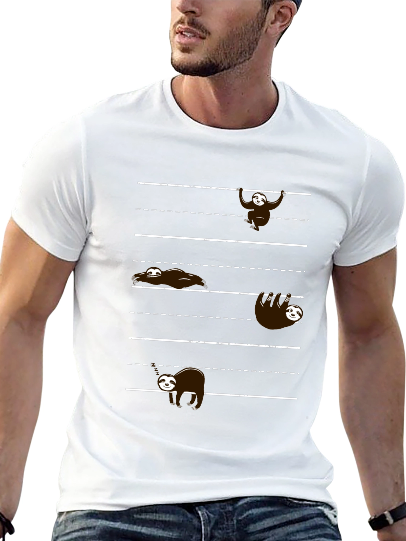 Sloth Line T-Shirt: Funny Animal Graphic Tee