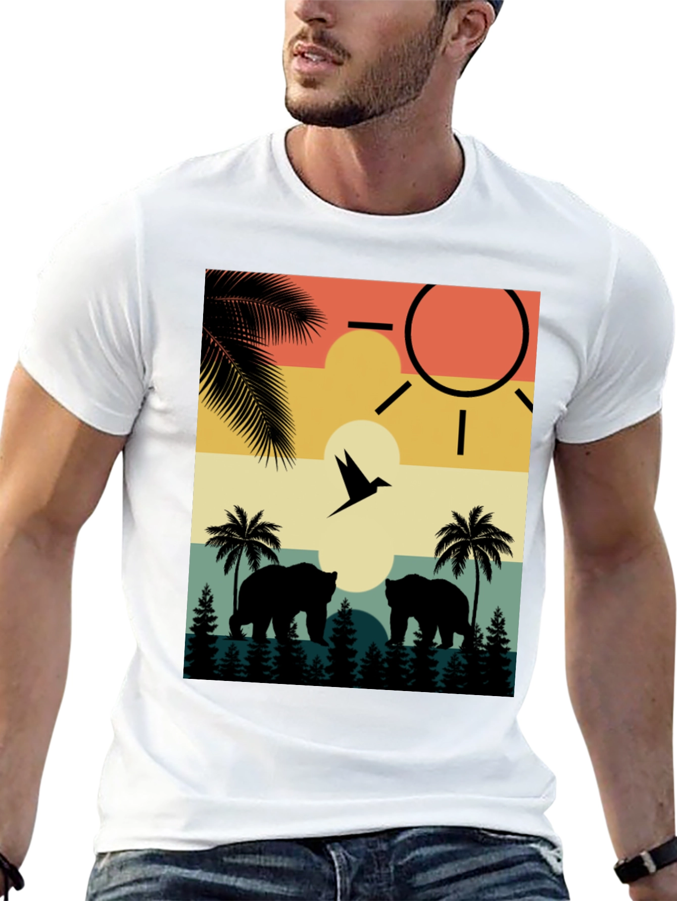Sunset Bear Silhouette Graphic Tee