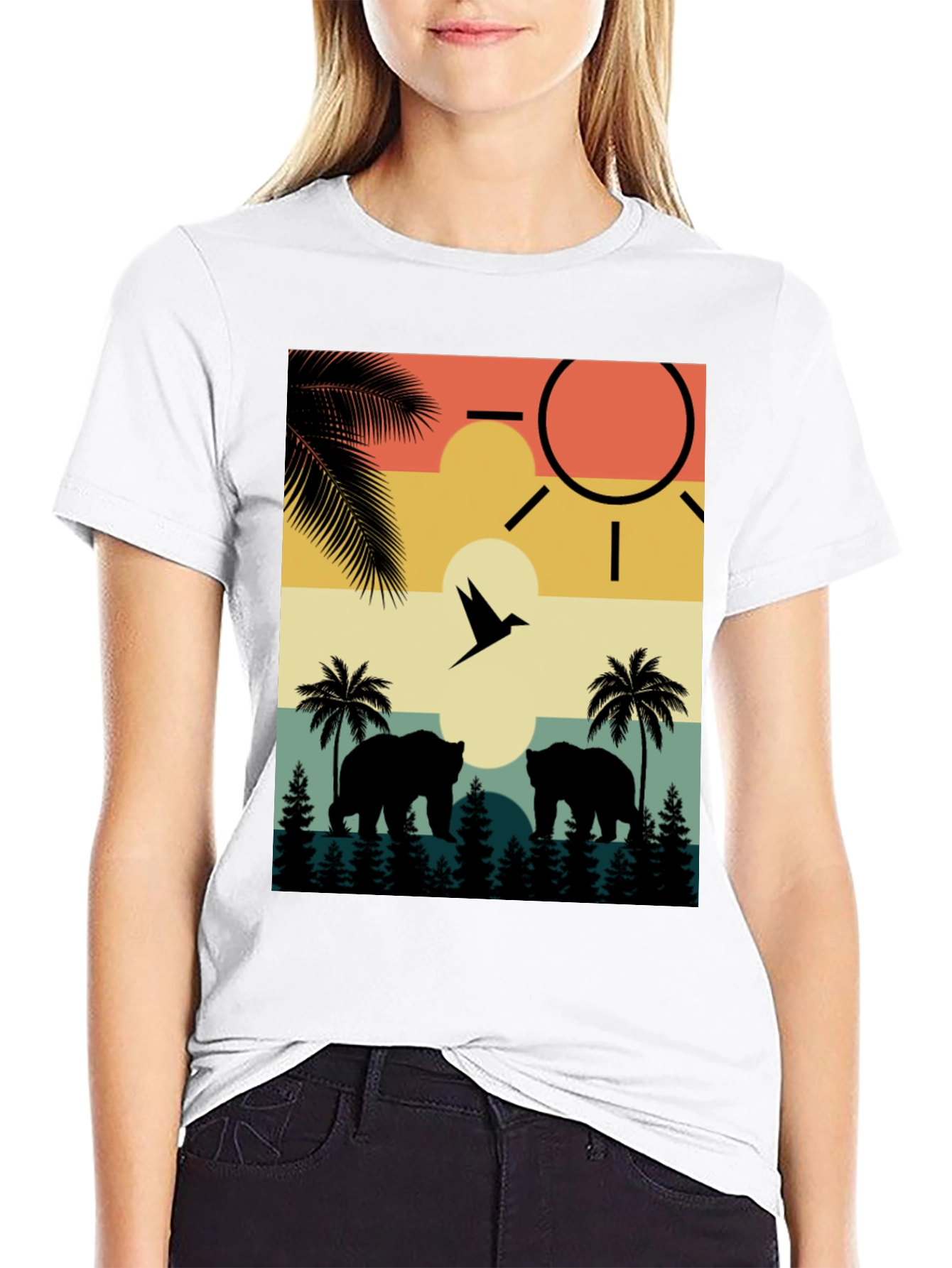 Sunset Bear Silhouette Graphic Tee