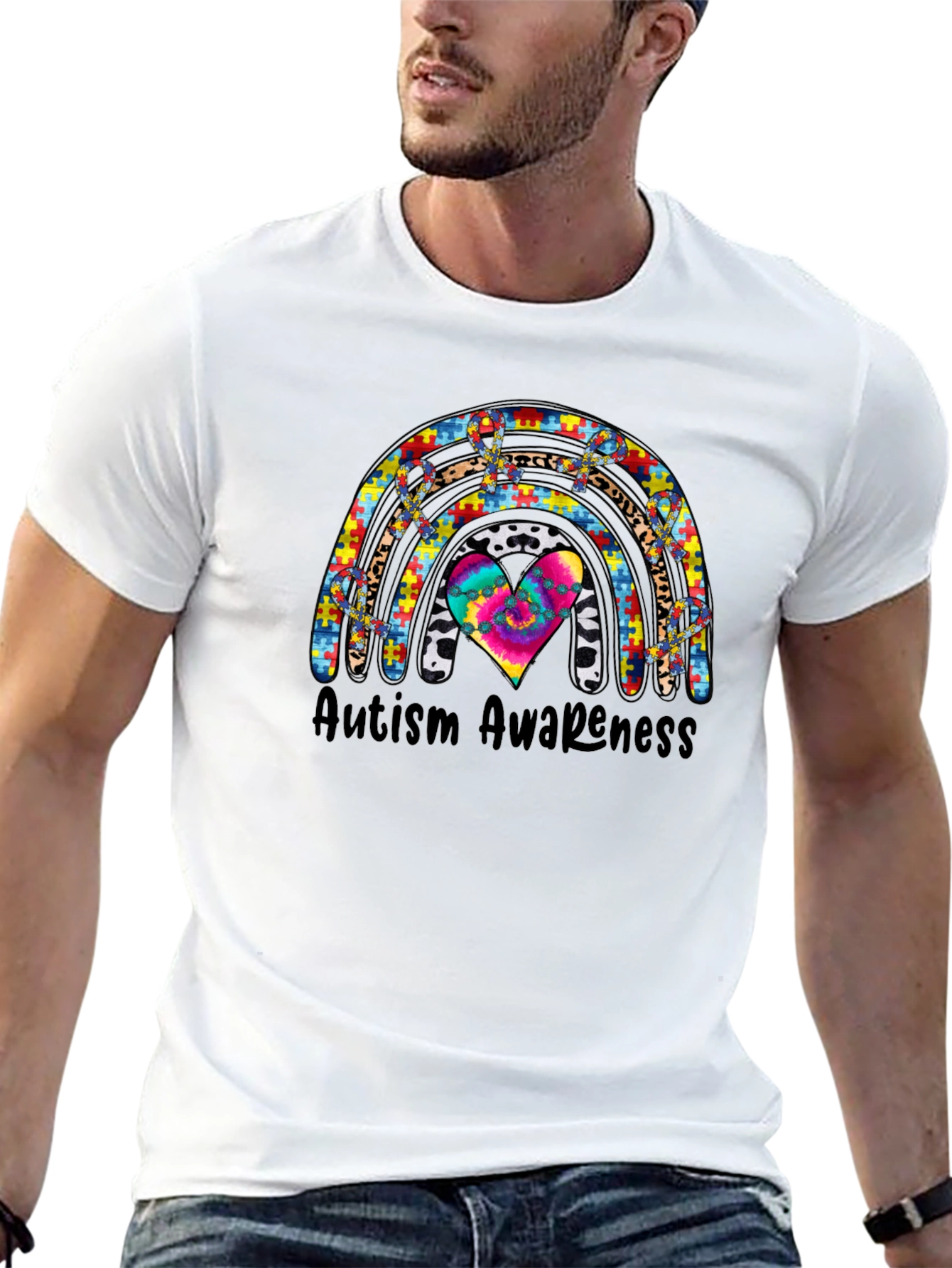 Autism Awareness Rainbow Heart T-Shirt