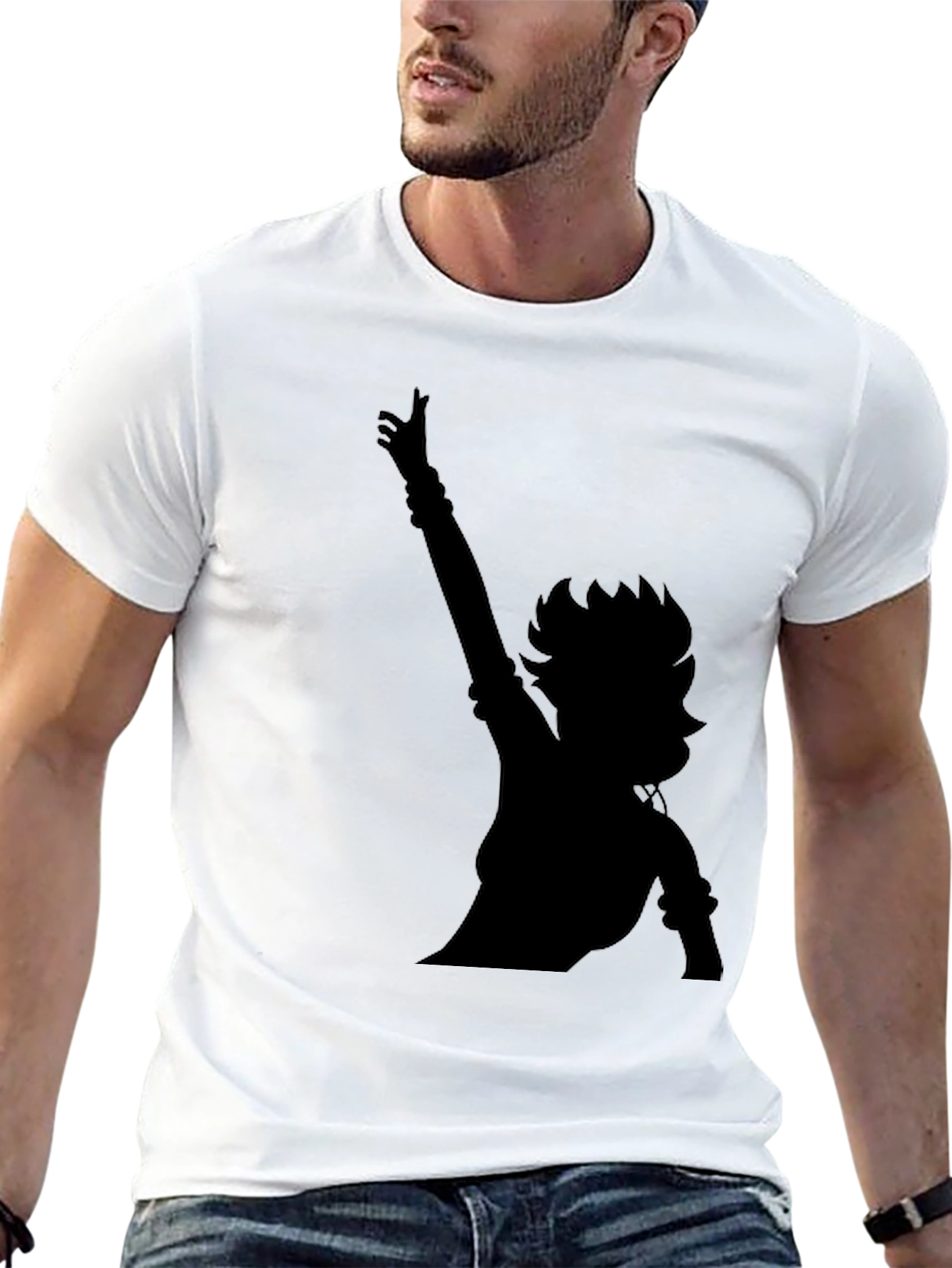 Silhouette Graphic Tee - Black Cotton Blend Casual Wear