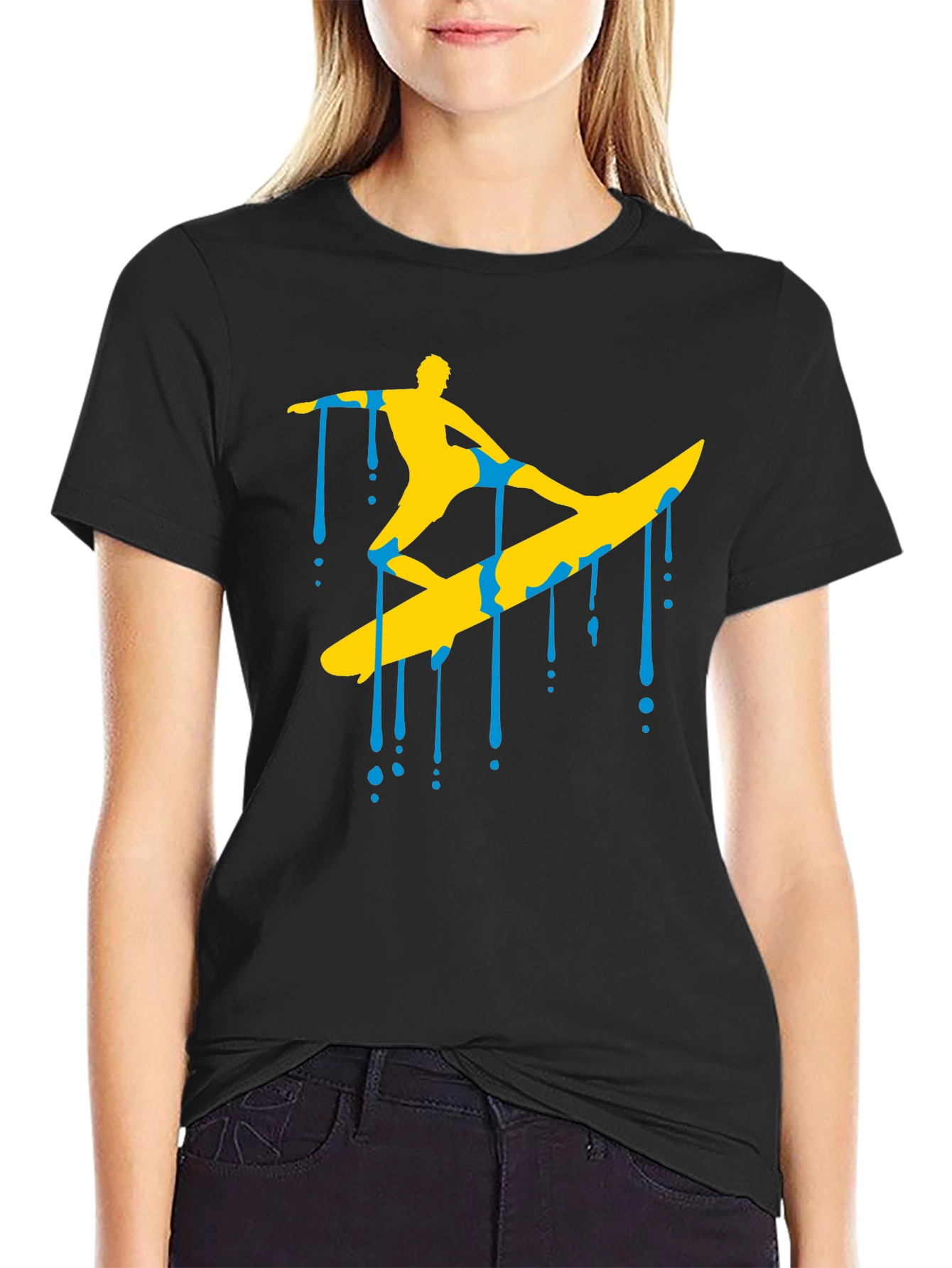 Surfing Silhouette Graphic T-Shirt