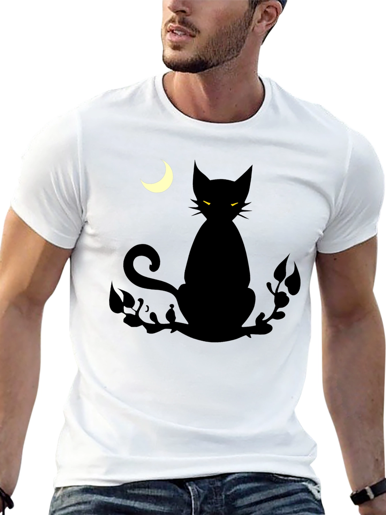 Black Cat Moon Graphic T-Shirt