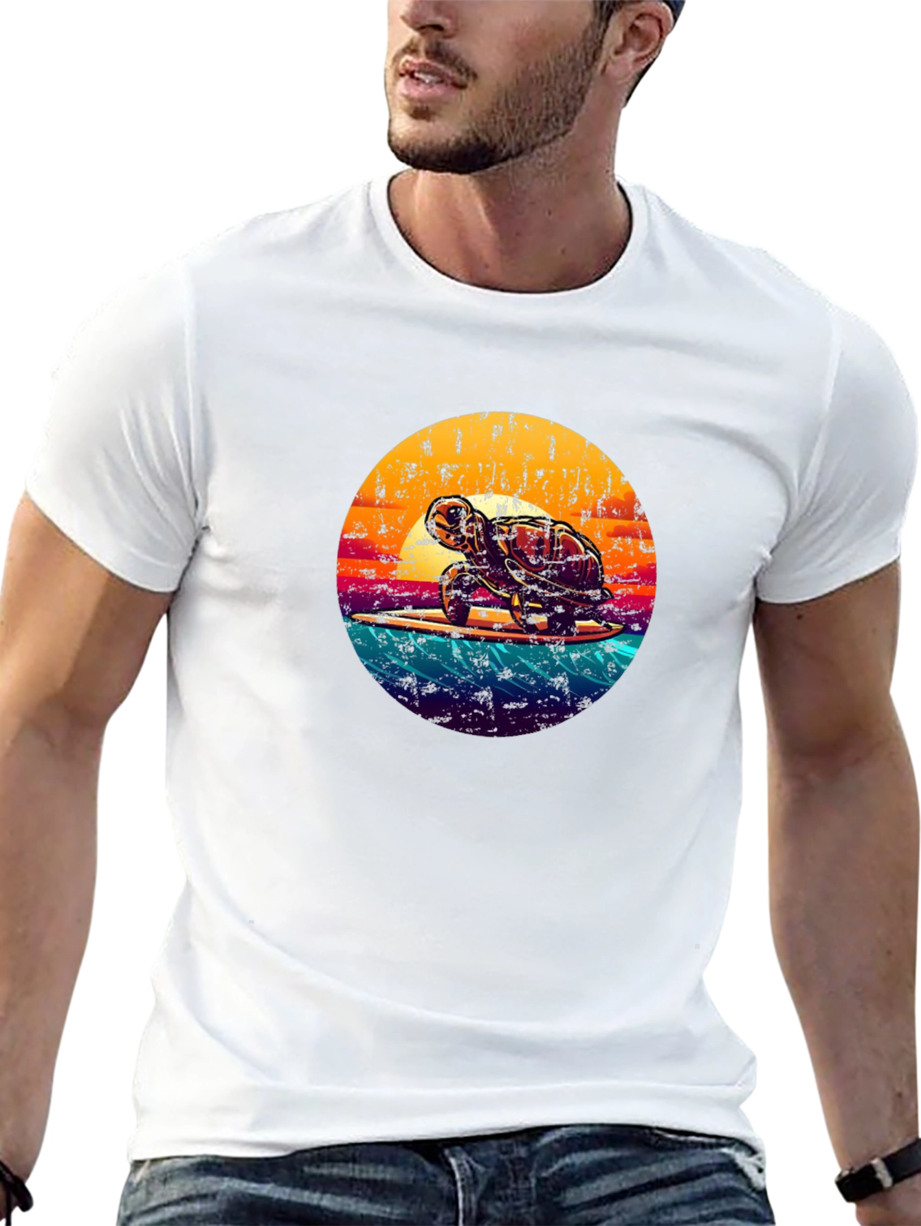Retro Turtle Surfing T-Shirt