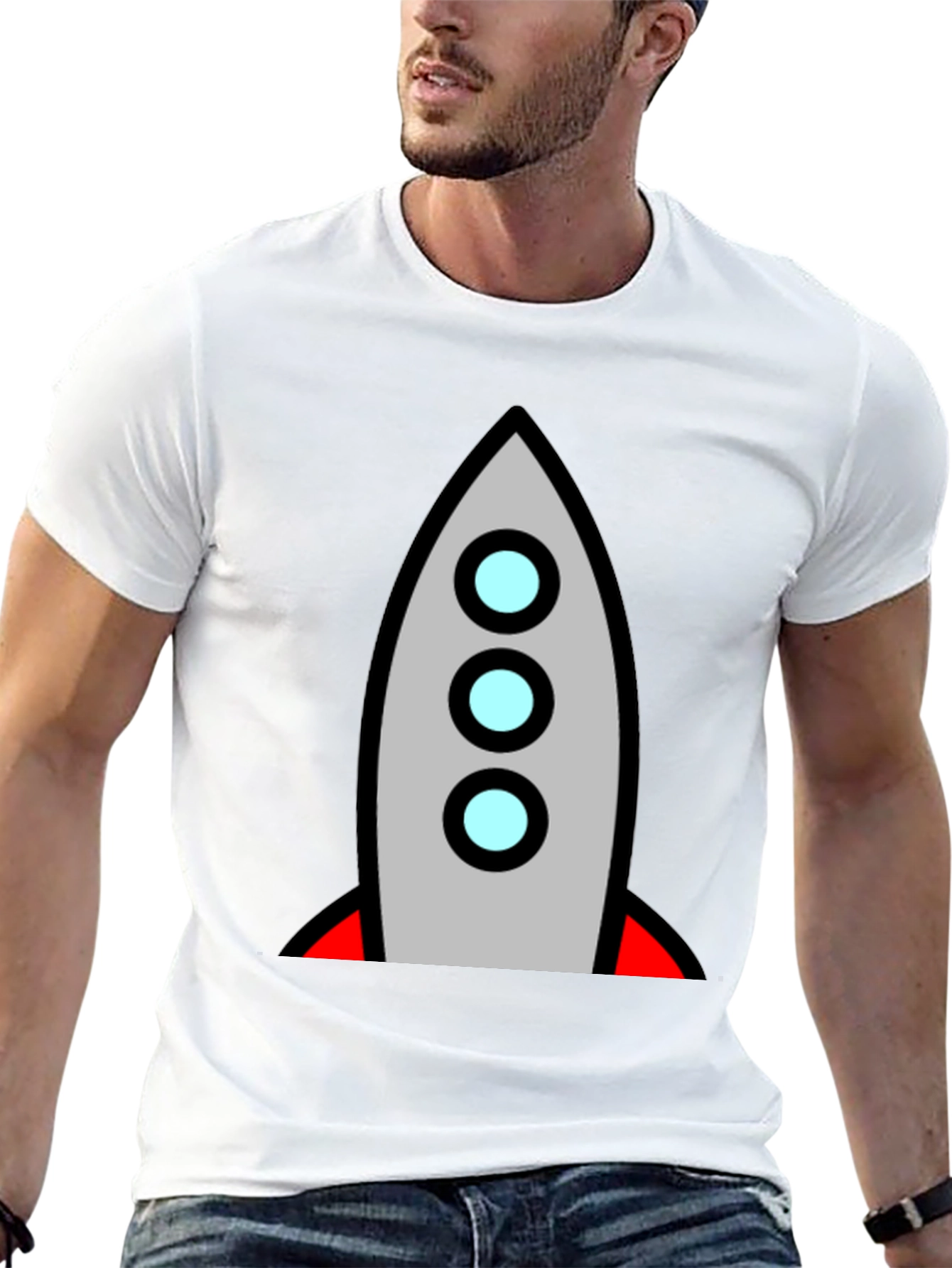 Rocket Graphic Black T-Shirt - Blast Off in Style!