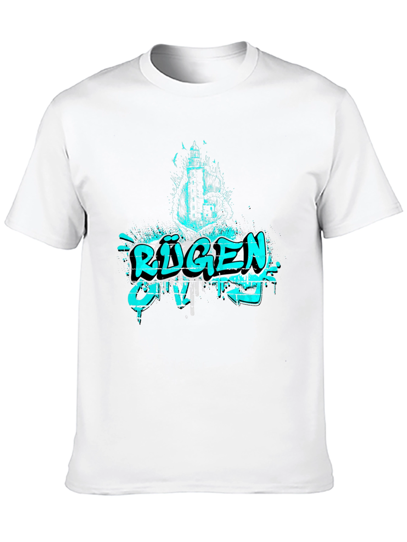 R¨¹gen Graphic Print Black T-Shirt