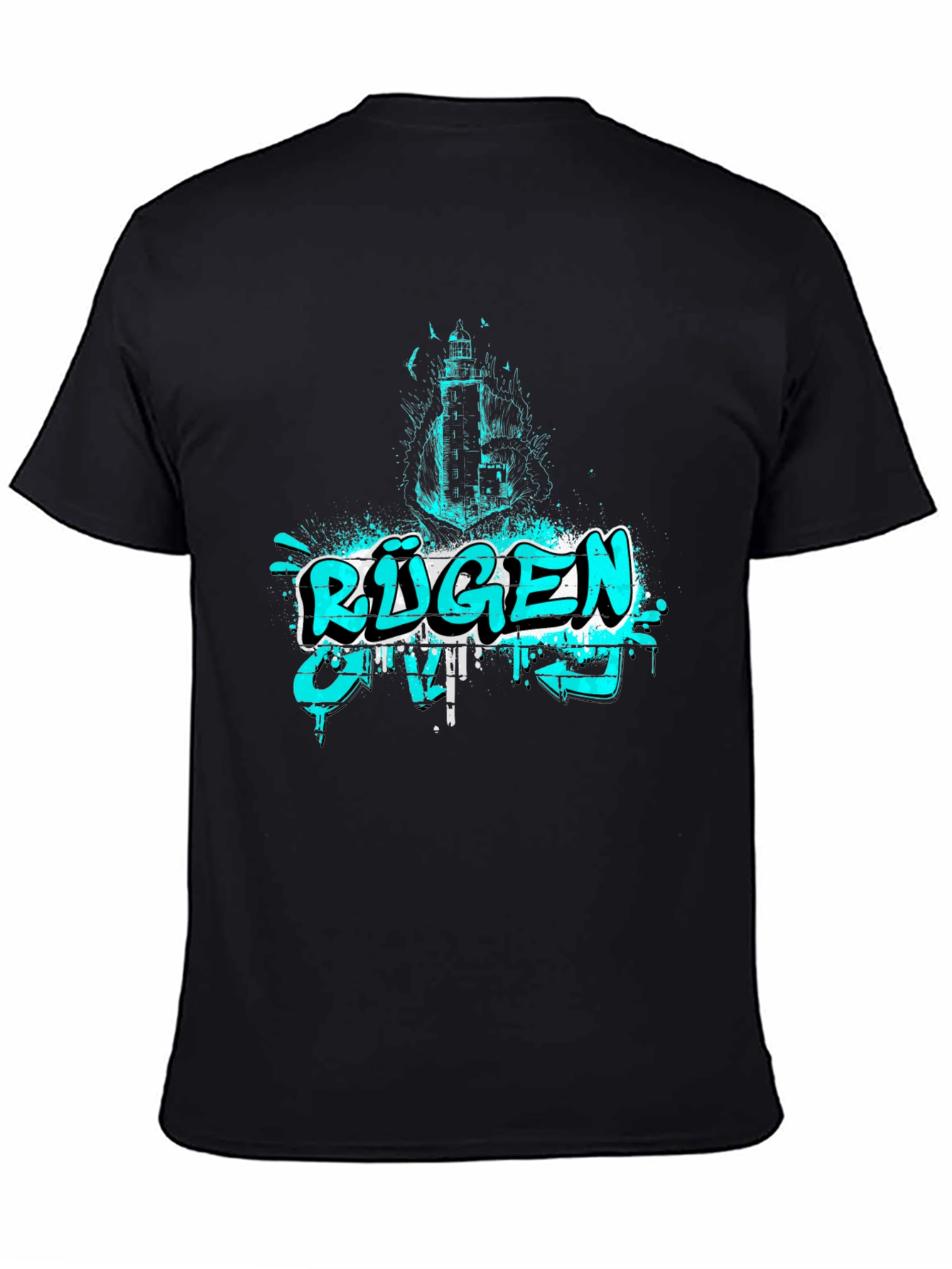 R¨¹gen Graphic Print Black T-Shirt