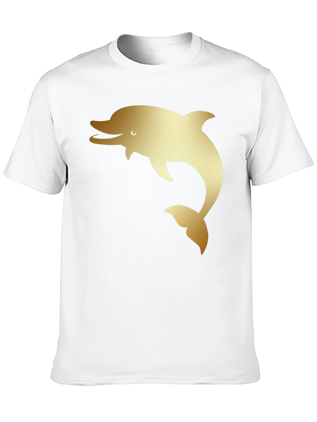 Mens Black T-Shirt with Golden Dolphin Print