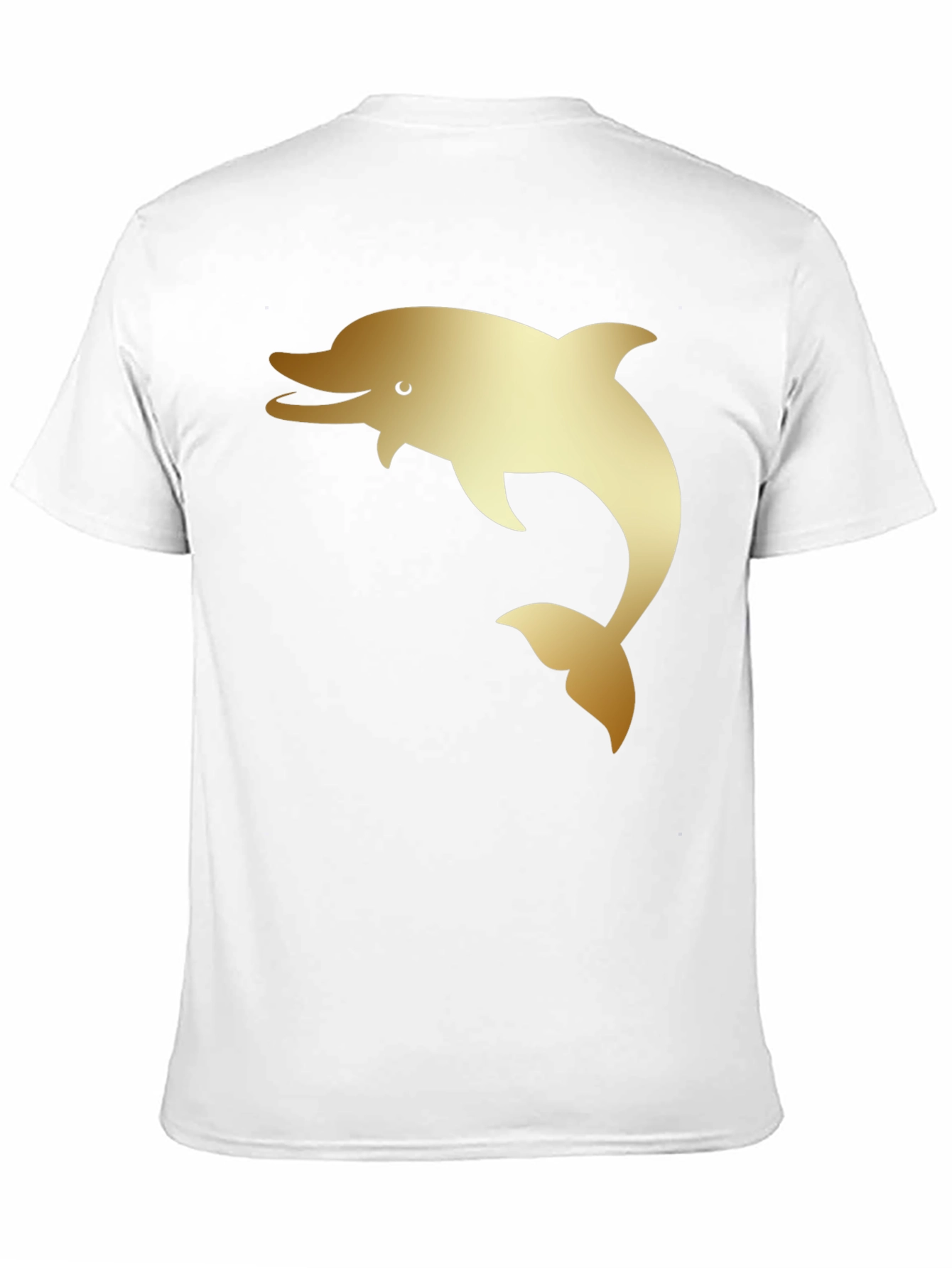 Mens Black T-Shirt with Golden Dolphin Print