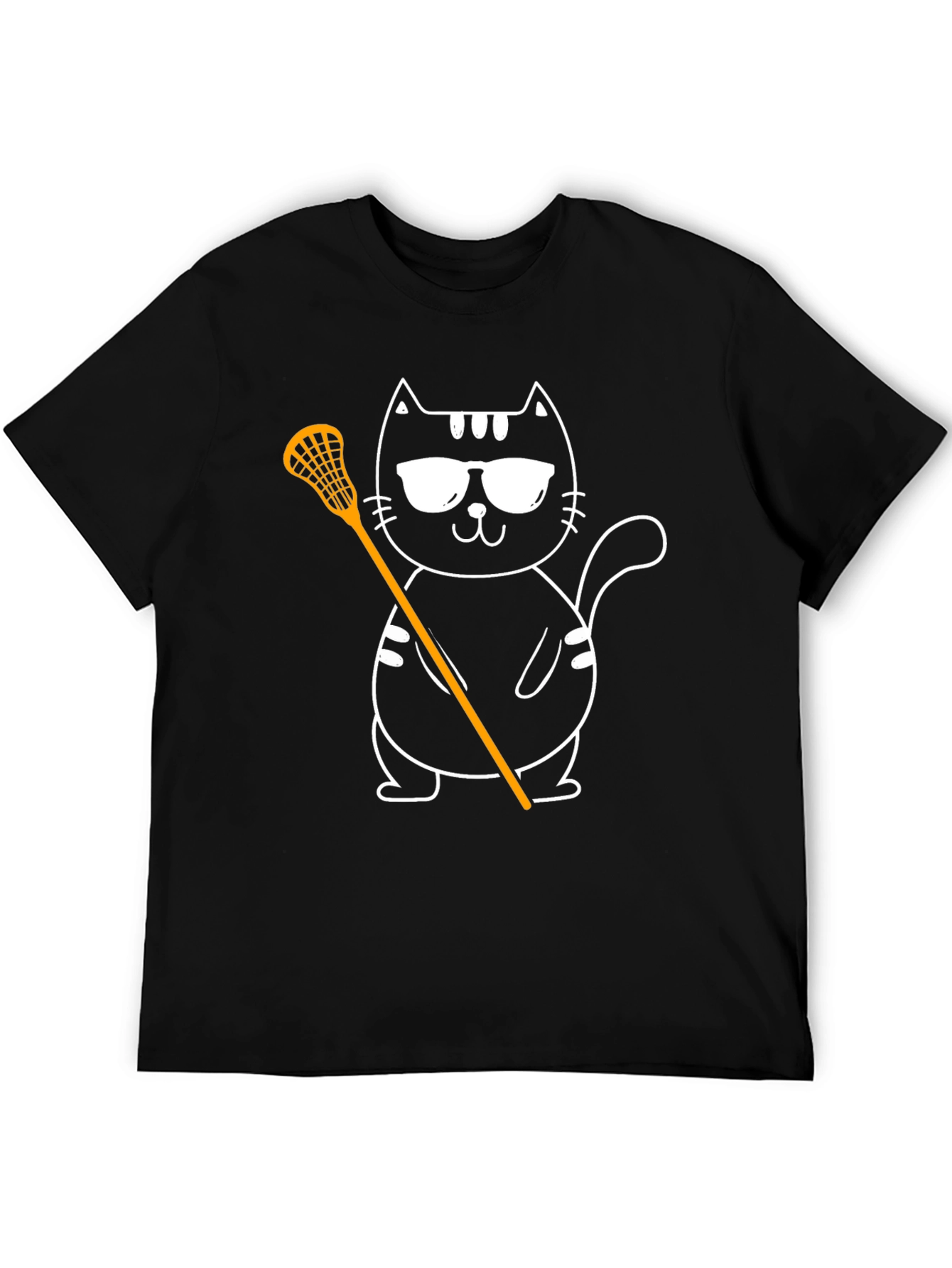 Cool Cat Lacrosse Tee - Black Graphic T-Shirt