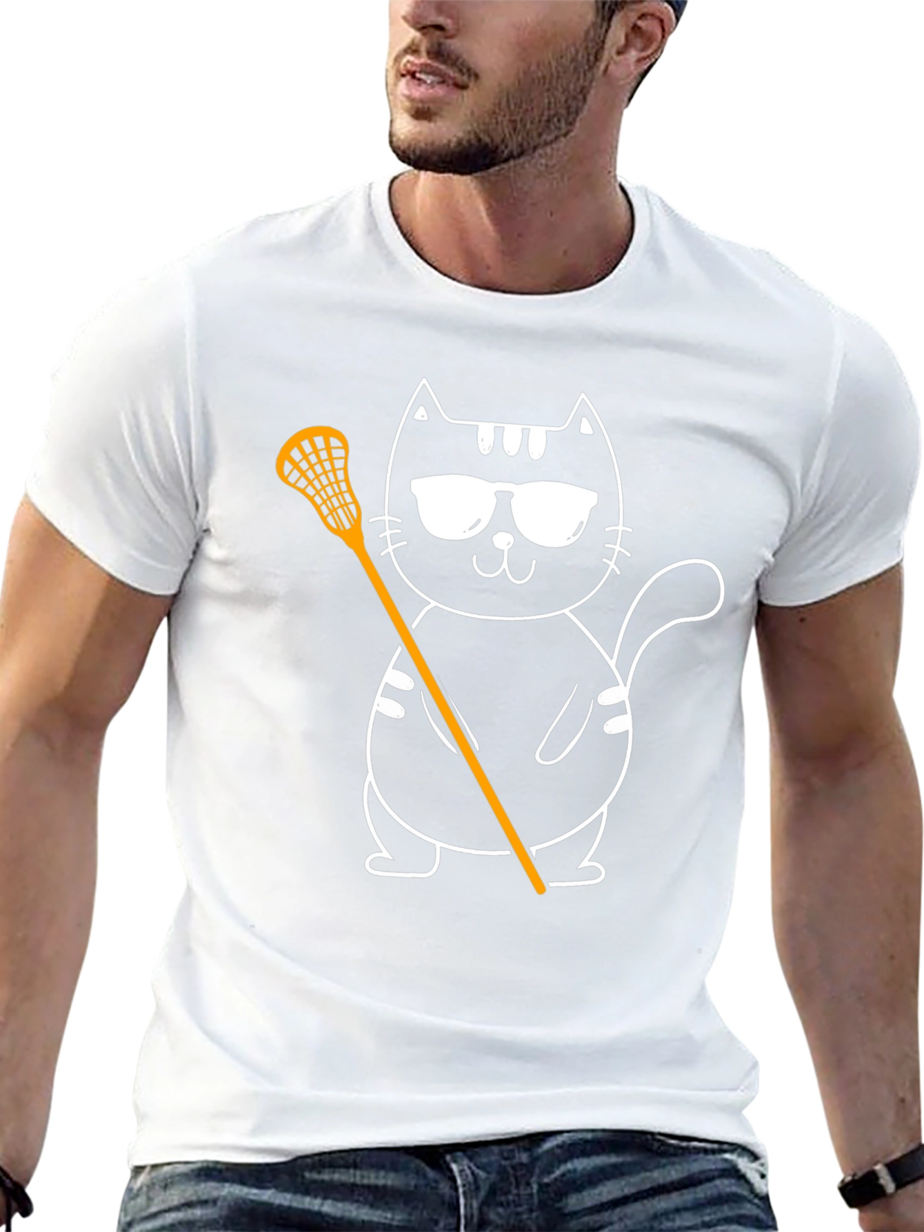 Cool Cat Lacrosse Tee - Black Graphic T-Shirt