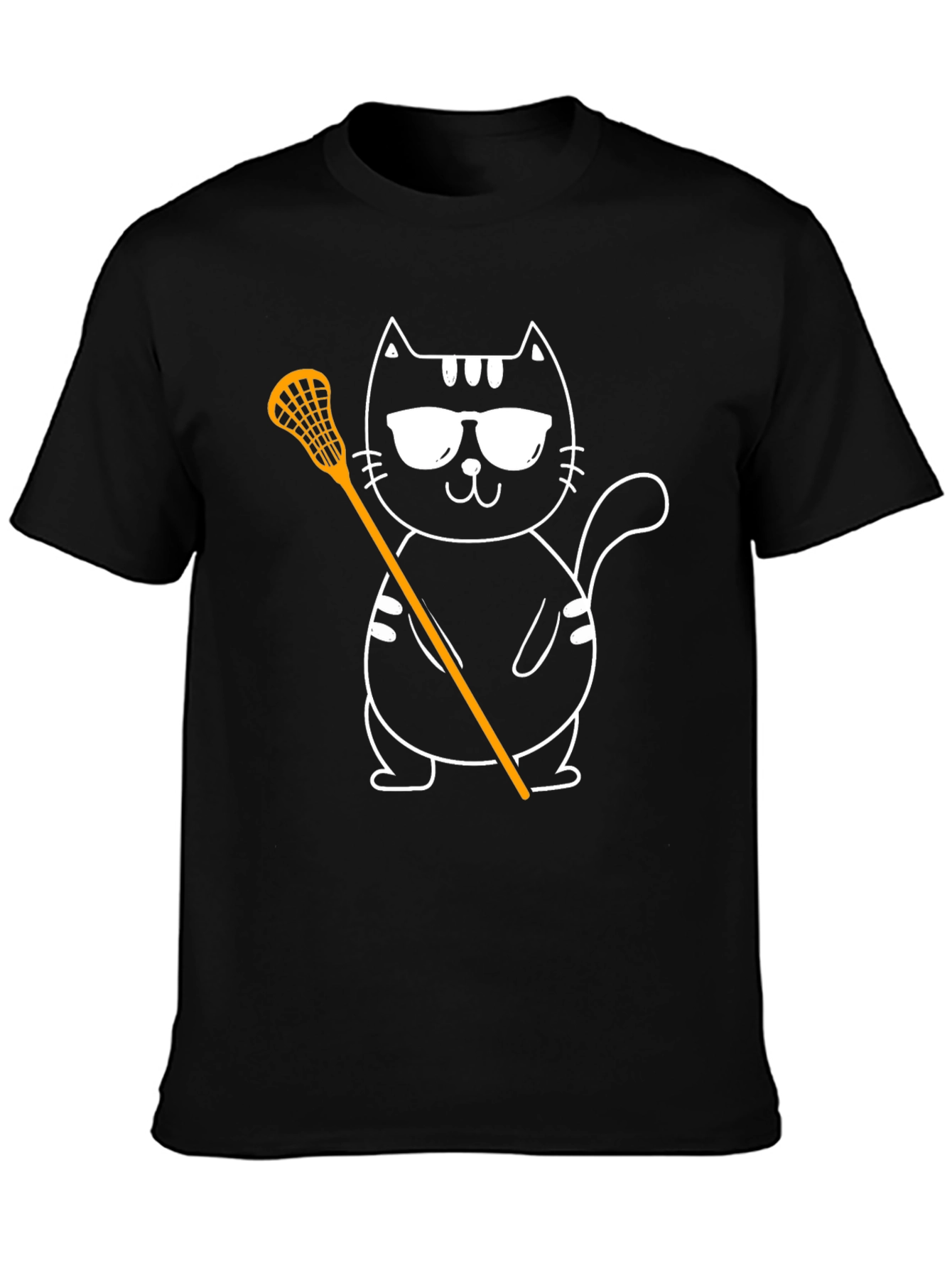 Cool Cat Lacrosse Tee - Black Graphic T-Shirt
