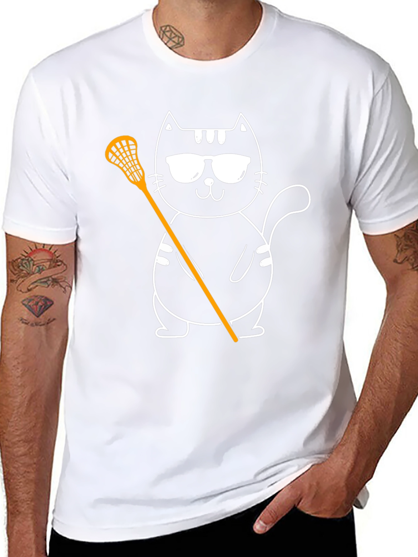 Cool Cat Lacrosse Tee - Black Graphic T-Shirt