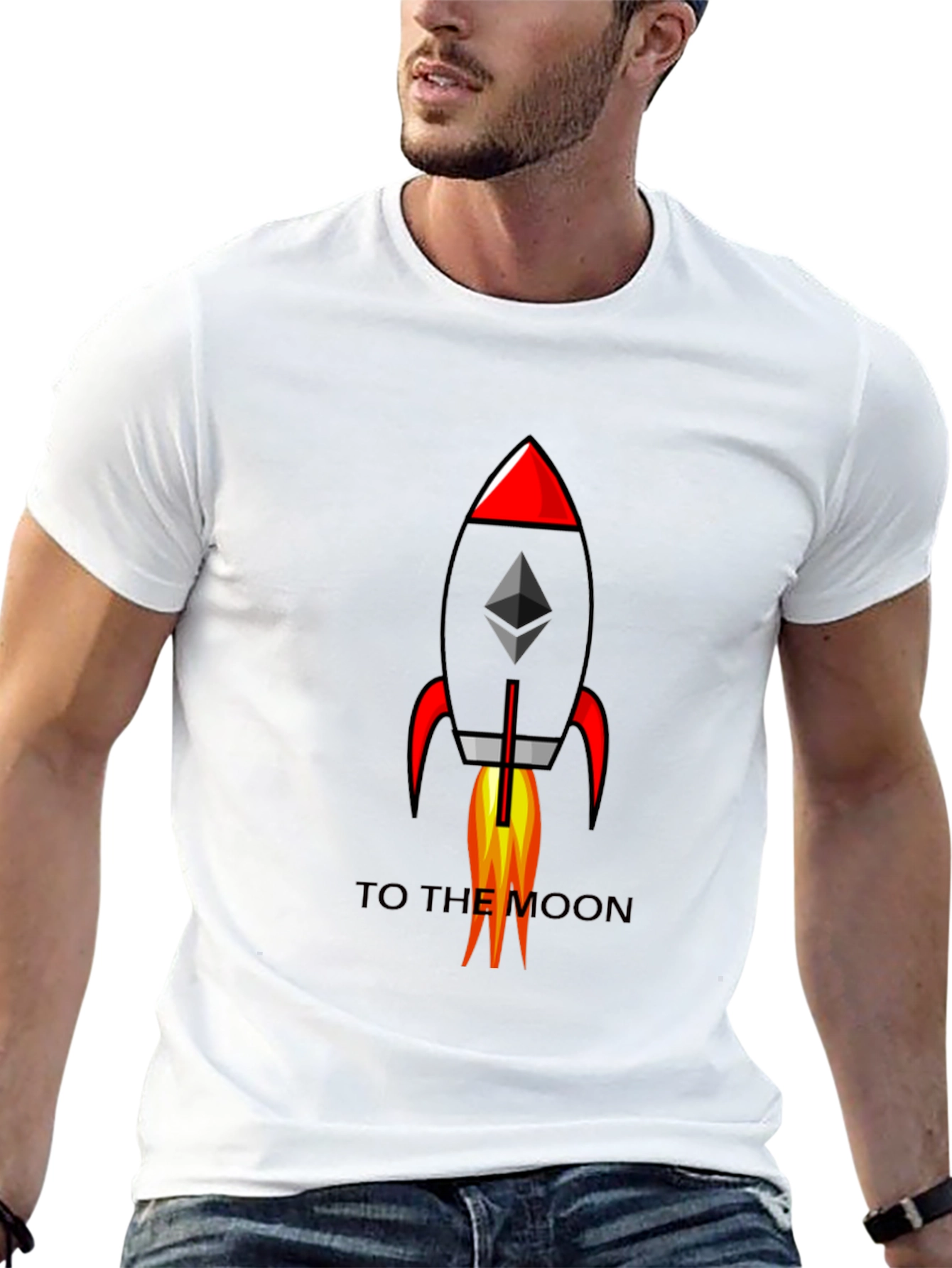 Ethereum Rocket to the Moon Black T-Shirt