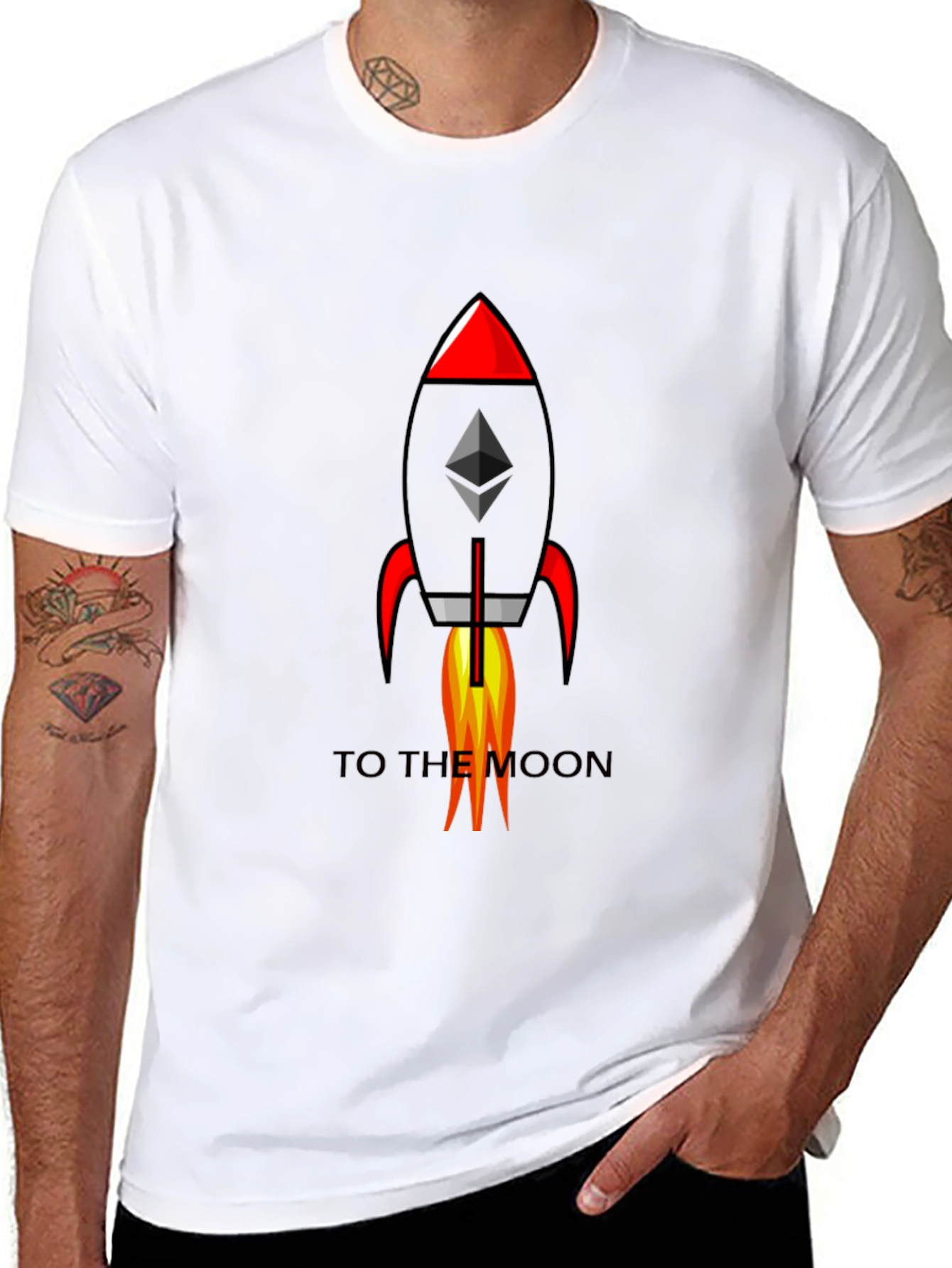 Ethereum Rocket to the Moon Black T-Shirt