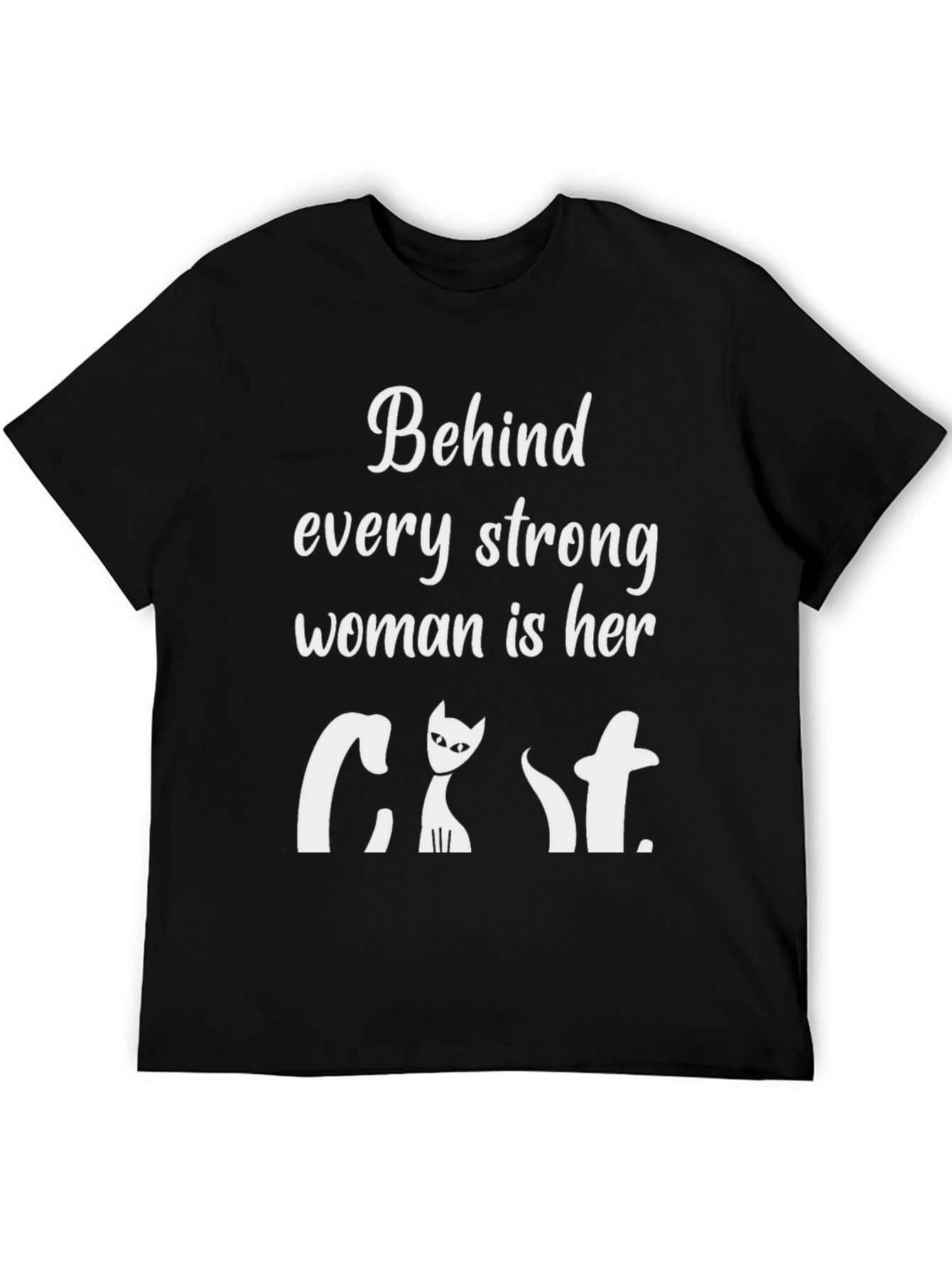 Strong Woman Cat T-Shirt - Black