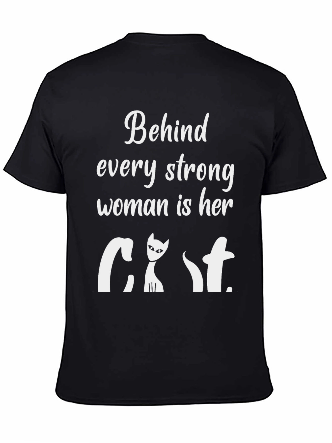 Strong Woman Cat T-Shirt - Black