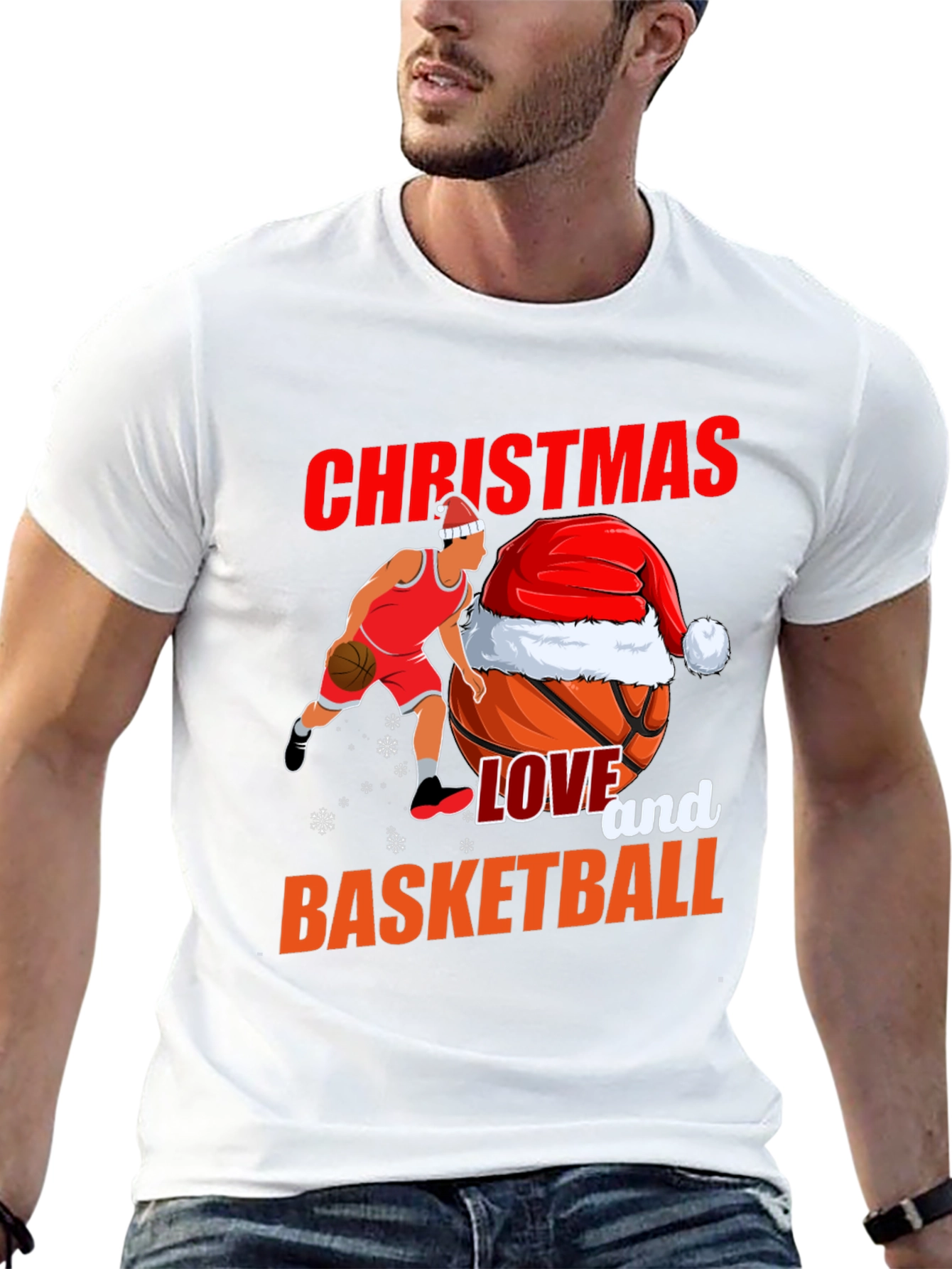 Christmas Basketball Graphic Tee - Holiday Sports T-Shirt