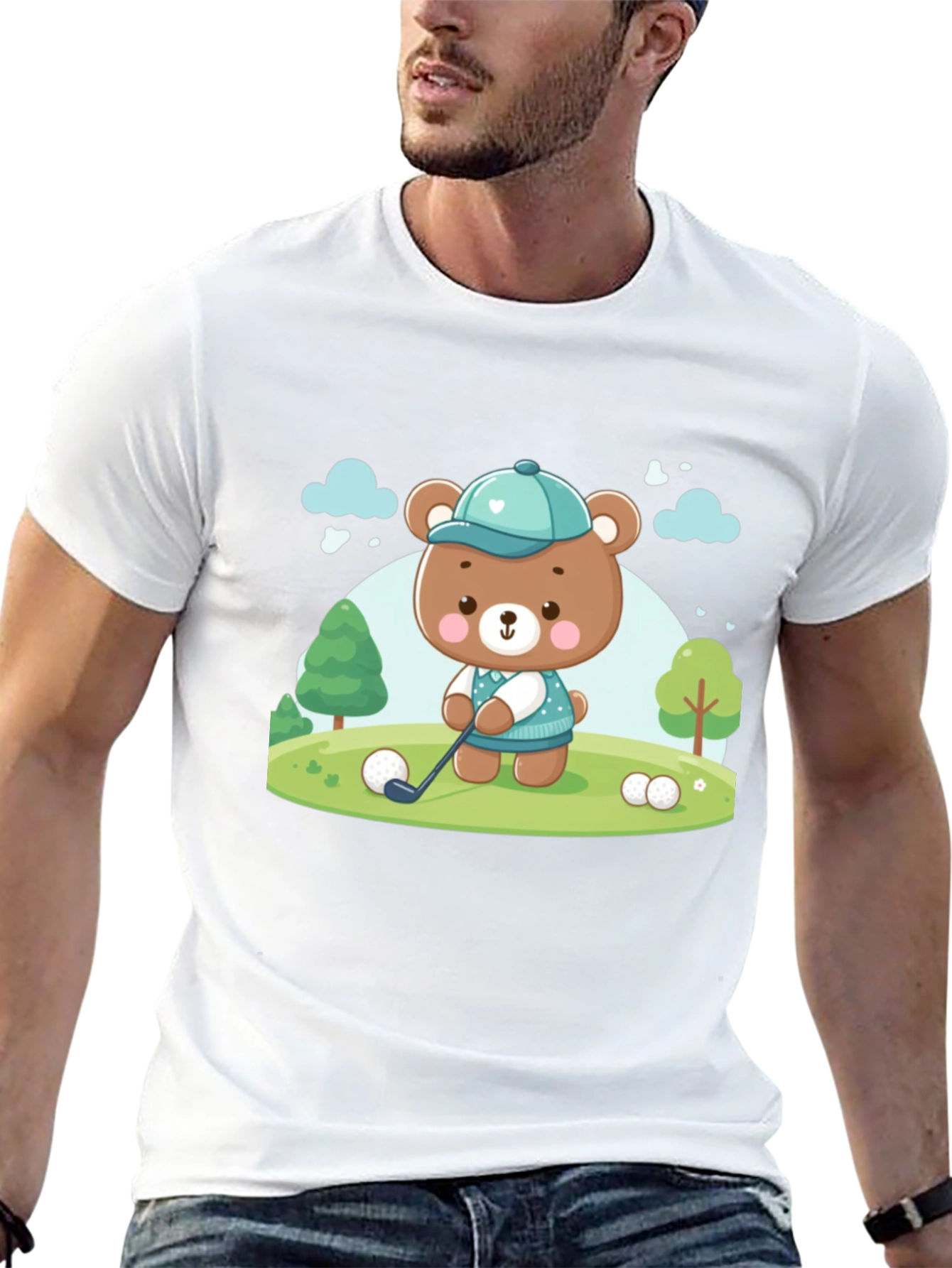 Golfing Bear T-Shirt - Cartoon Tee