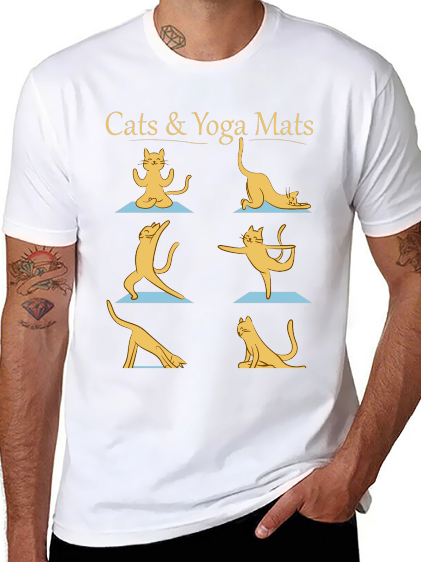 Cats & Yoga Mats Graphic Tee - Black