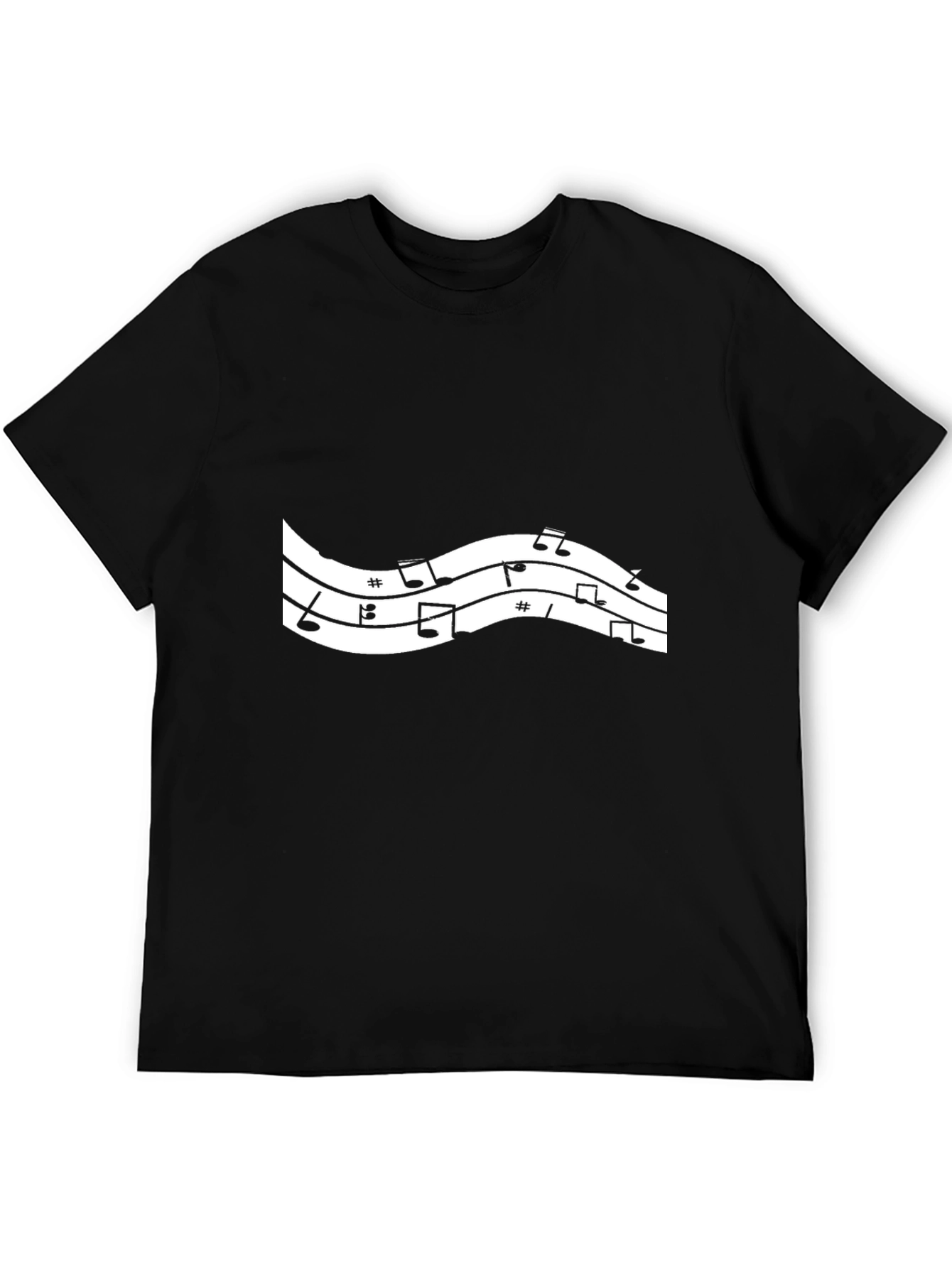 Musical Notes Graphic Black T-Shirt