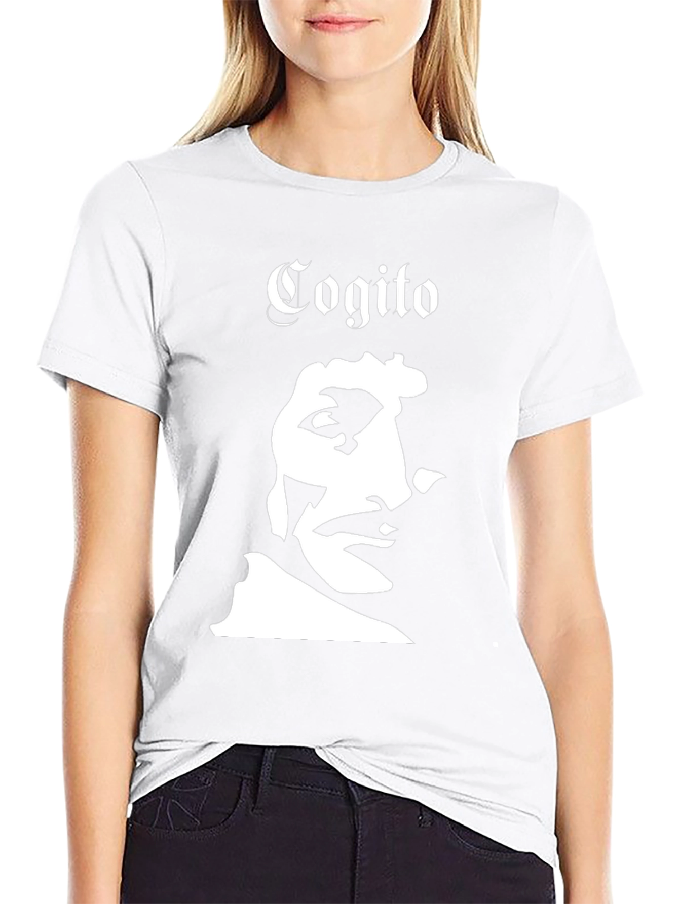 Cogito T-Shirt Black Graphic Tee Portrait Design