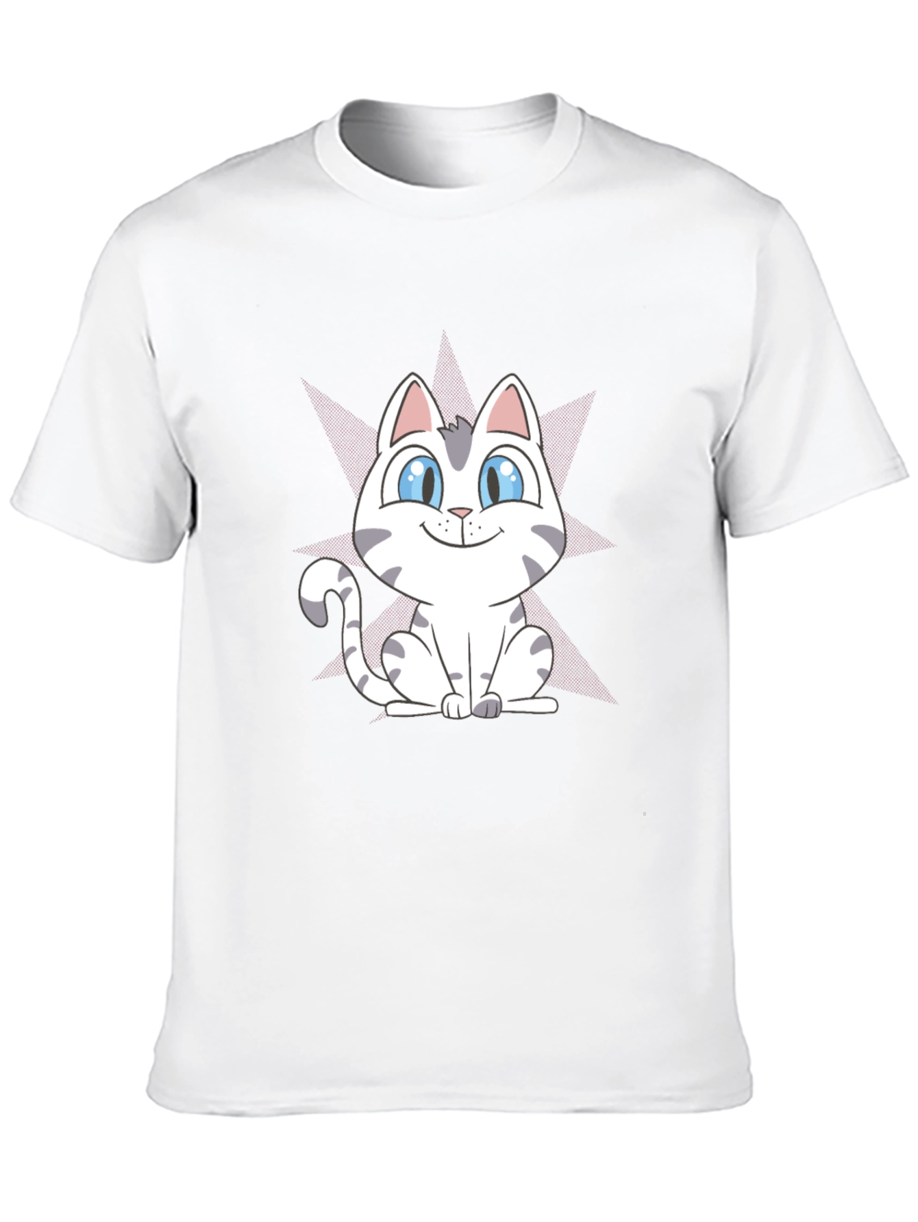 Cute Cartoon Cat Graphic Tee - Black