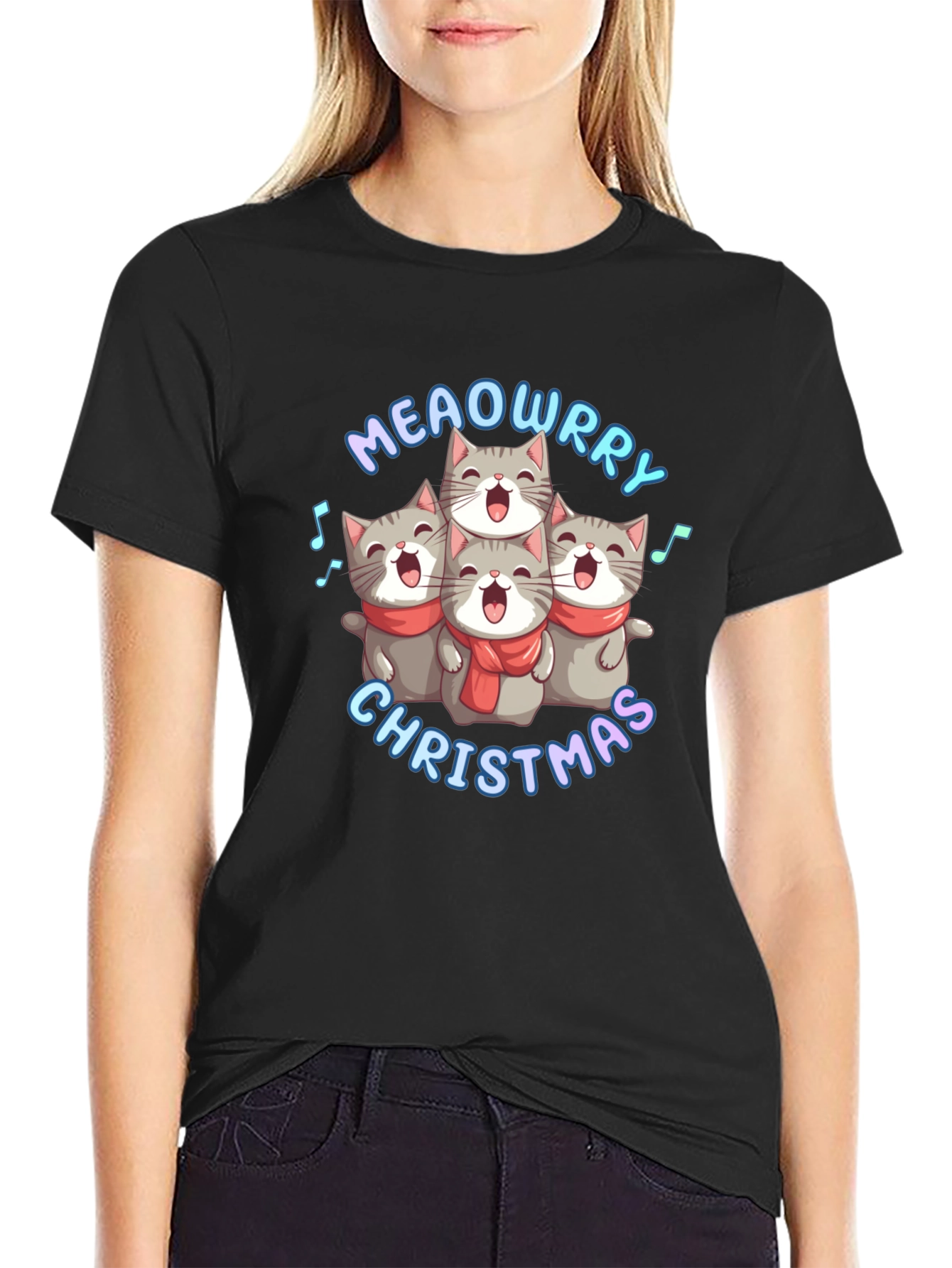 Meowrry Christmas Cat Choir T-Shirt