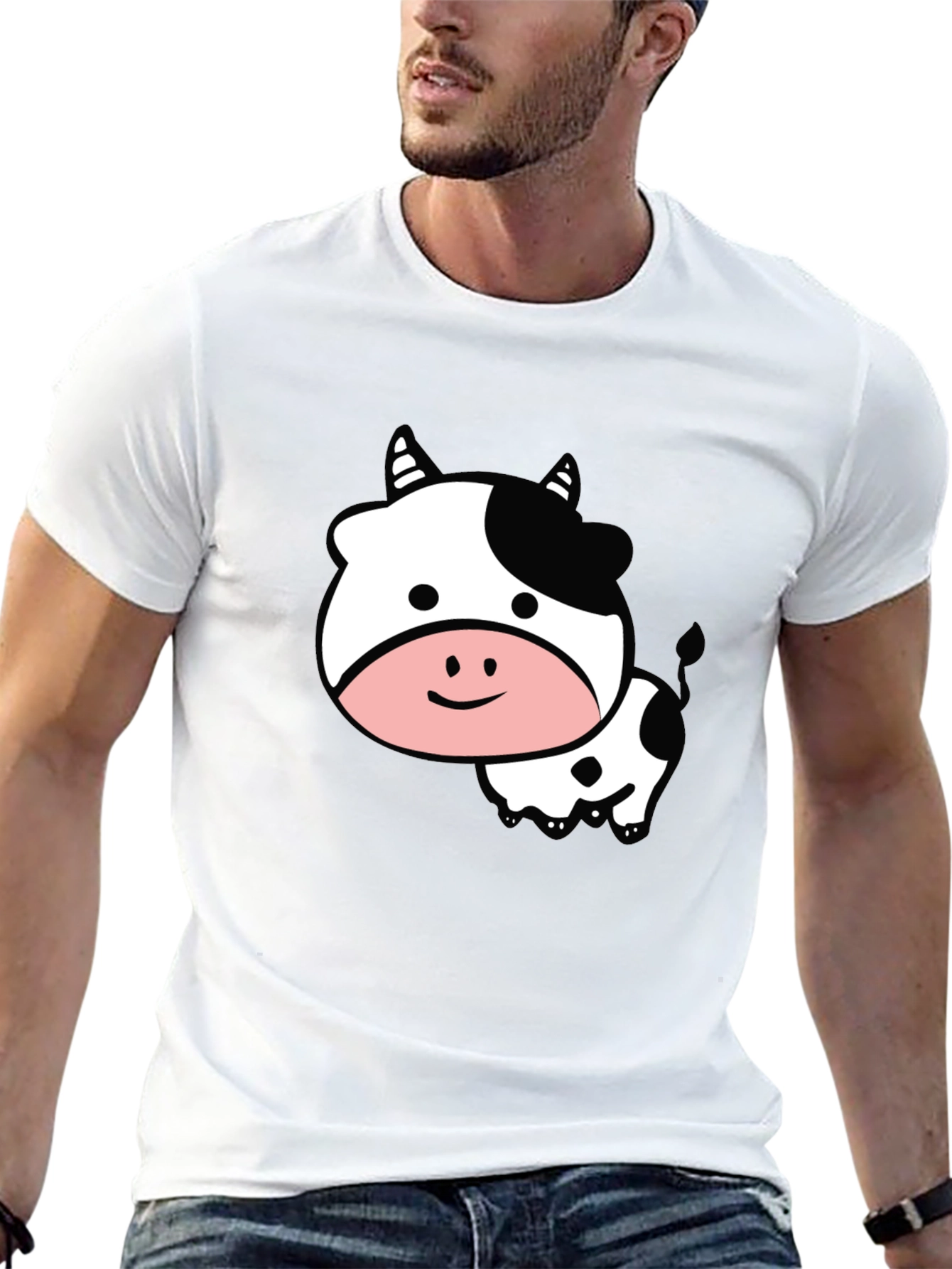 Cute Cow Graphic Black T-Shirt