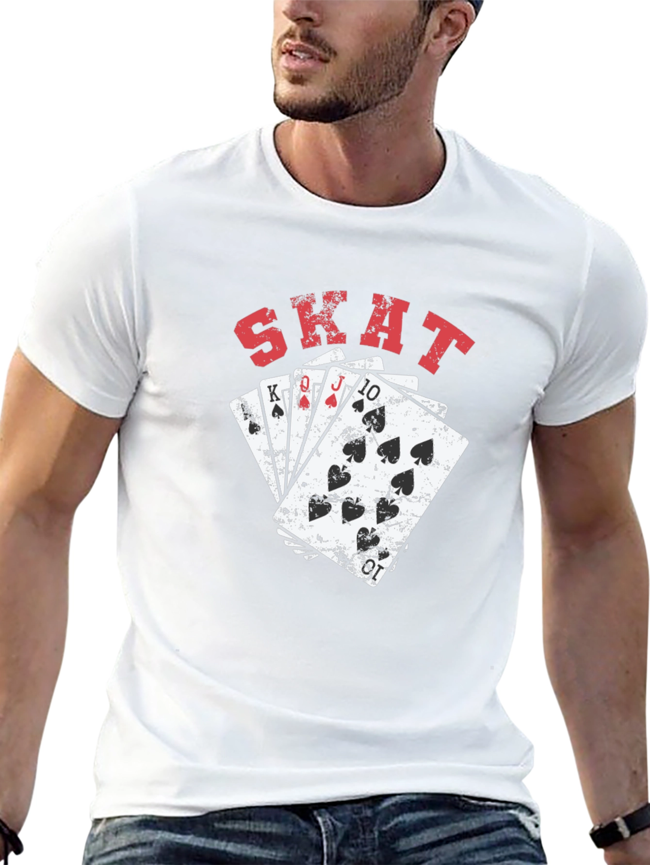 Skat Card Game Graphic Tee - Black Casual T-Shirt