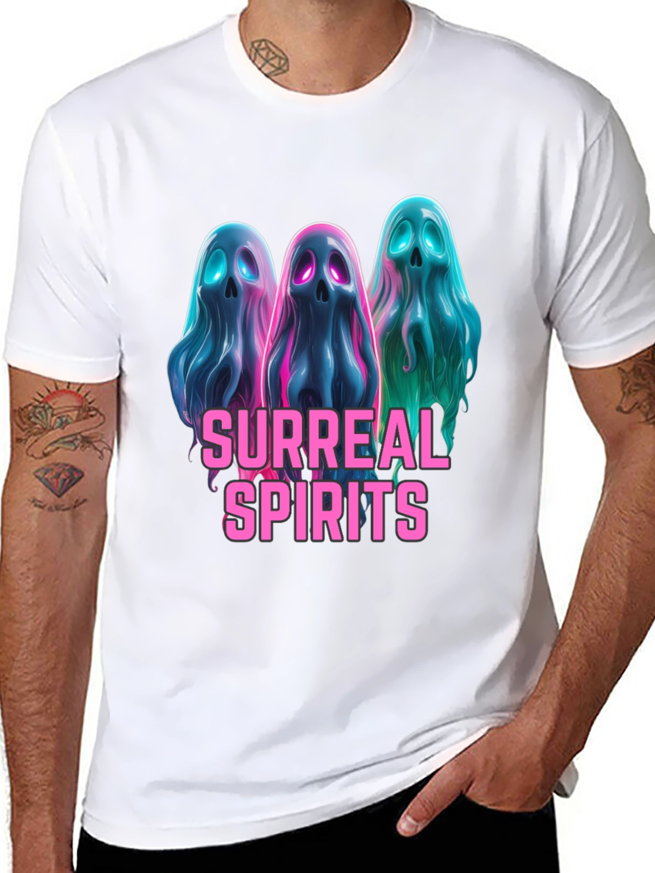 Surreal Spirits Graphic Tee - Unique Ghost Design
