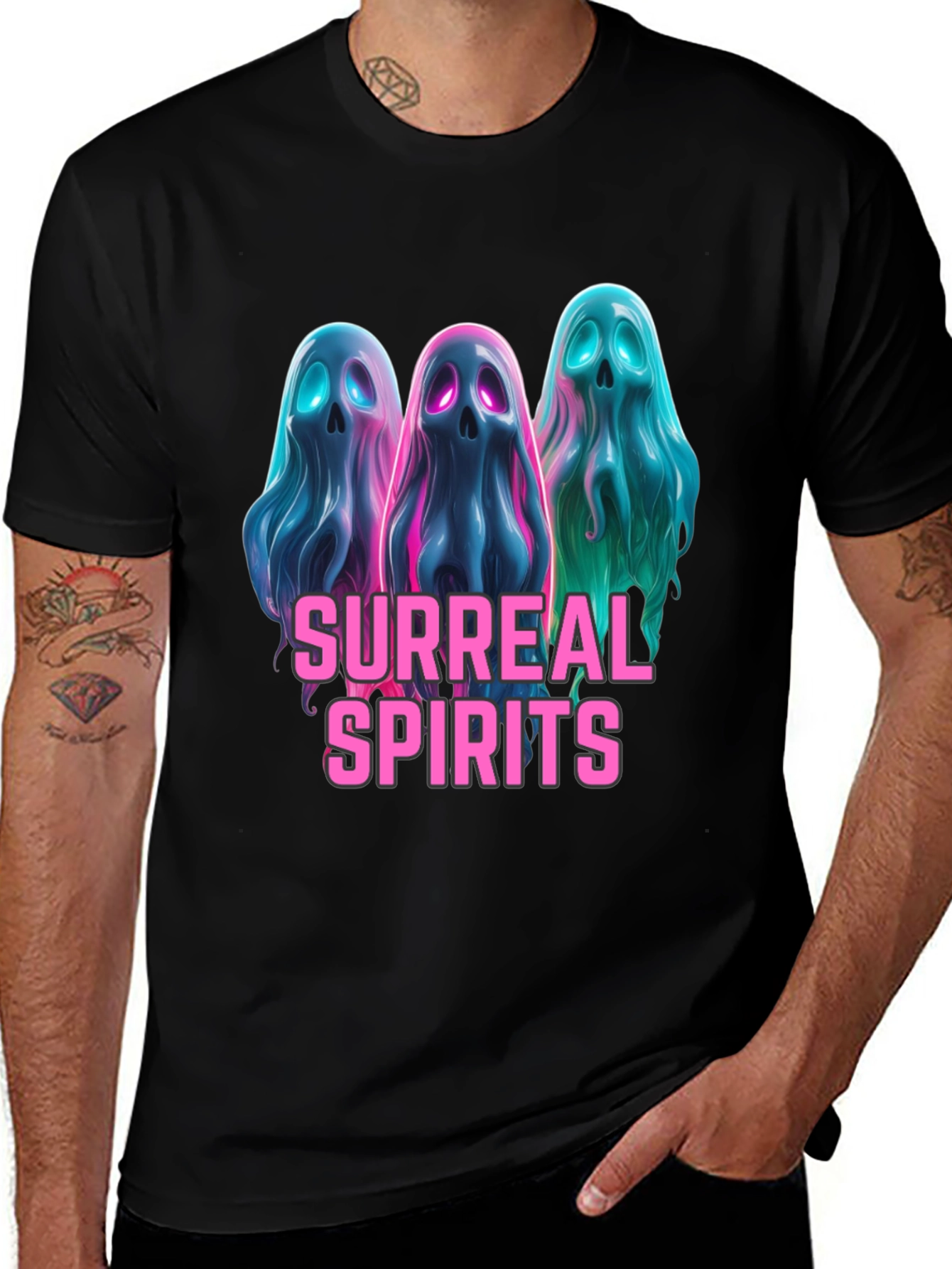 Surreal Spirits Graphic Tee - Unique Ghost Design