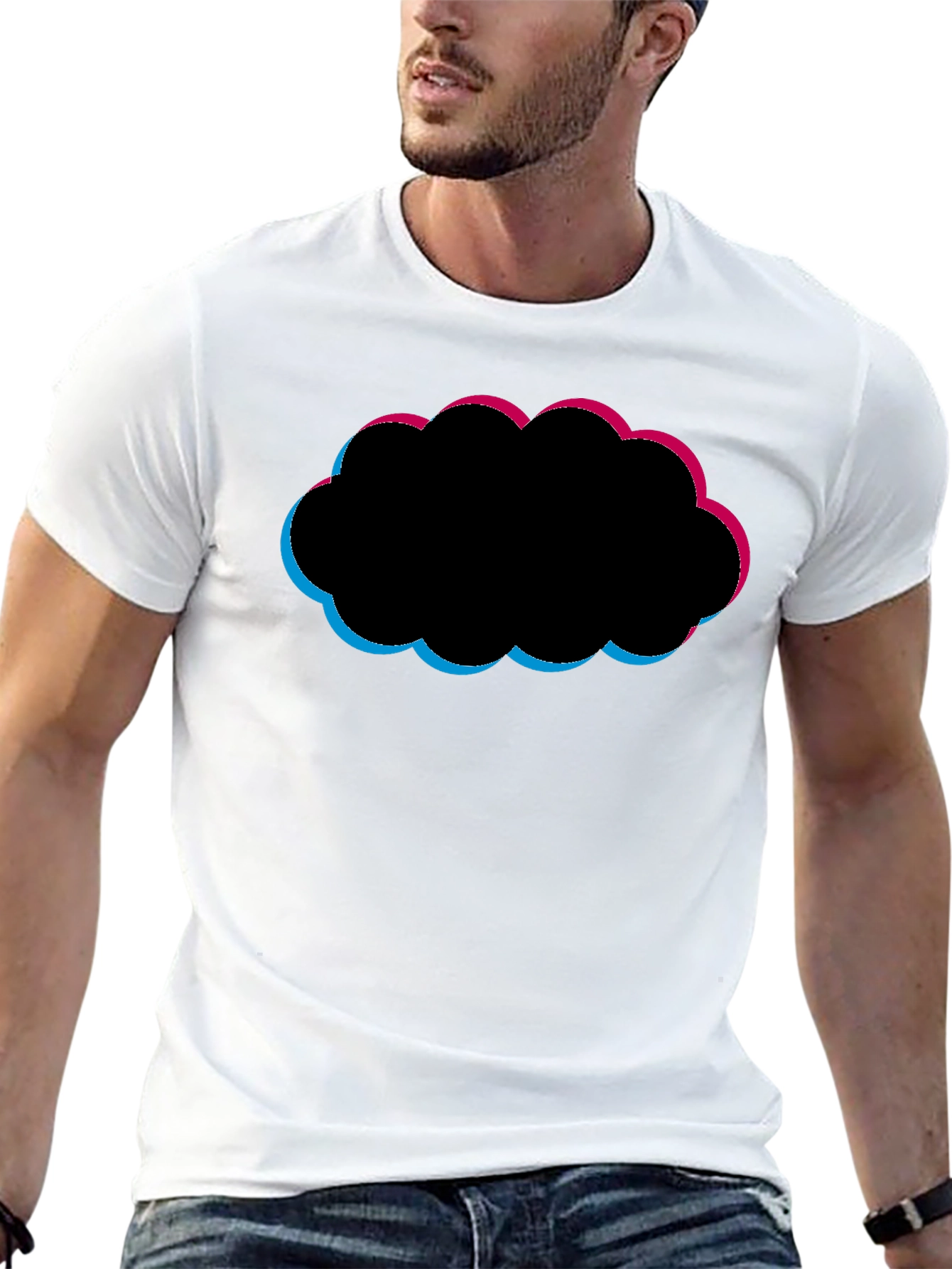 Abstract Cloud Graphic Black T-Shirt