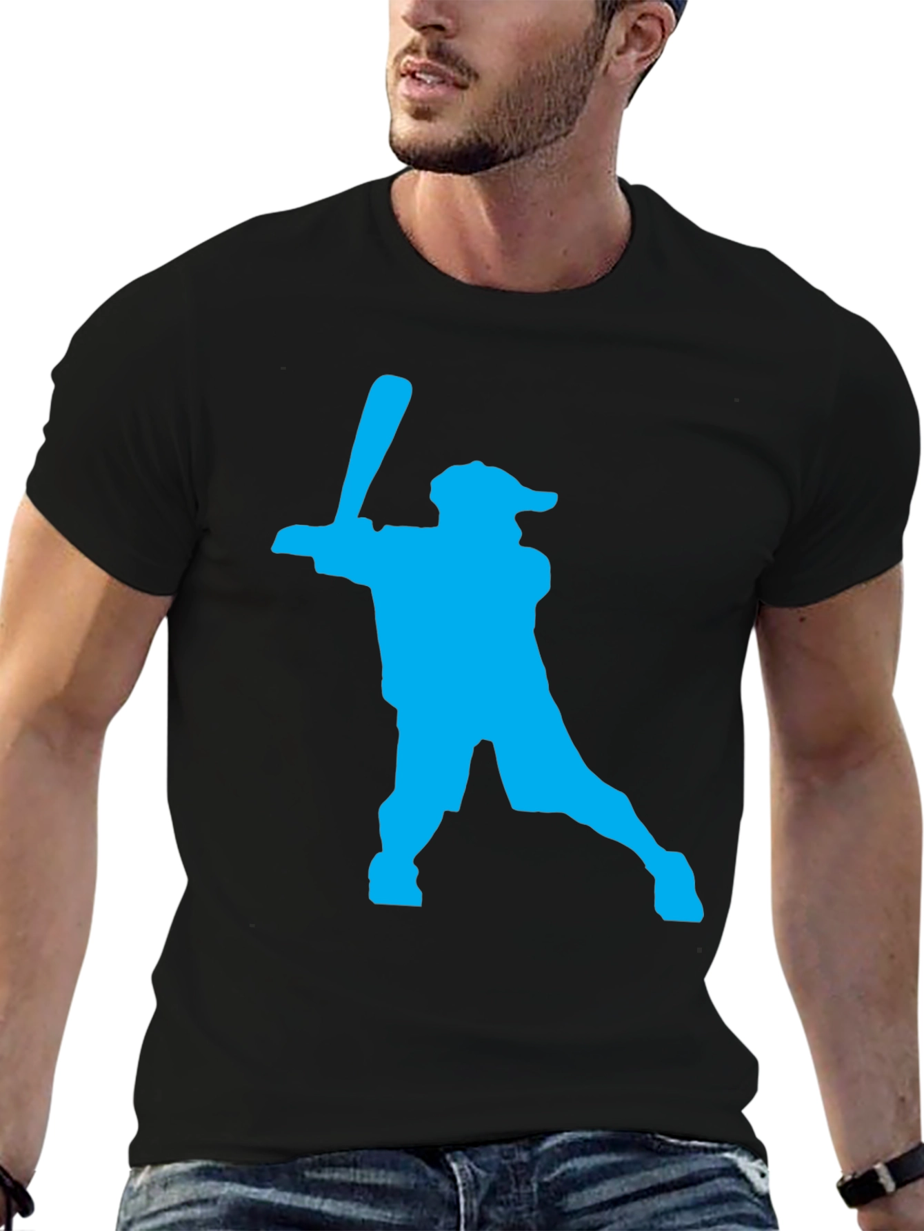 Baseball Silhouette Graphic Tee - Black
