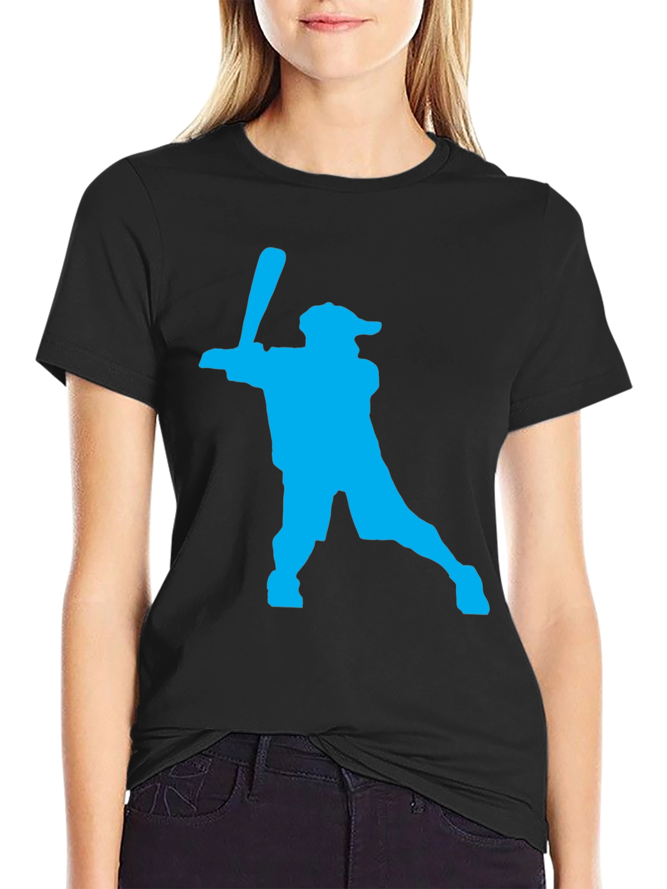 Baseball Silhouette Graphic Tee - Black