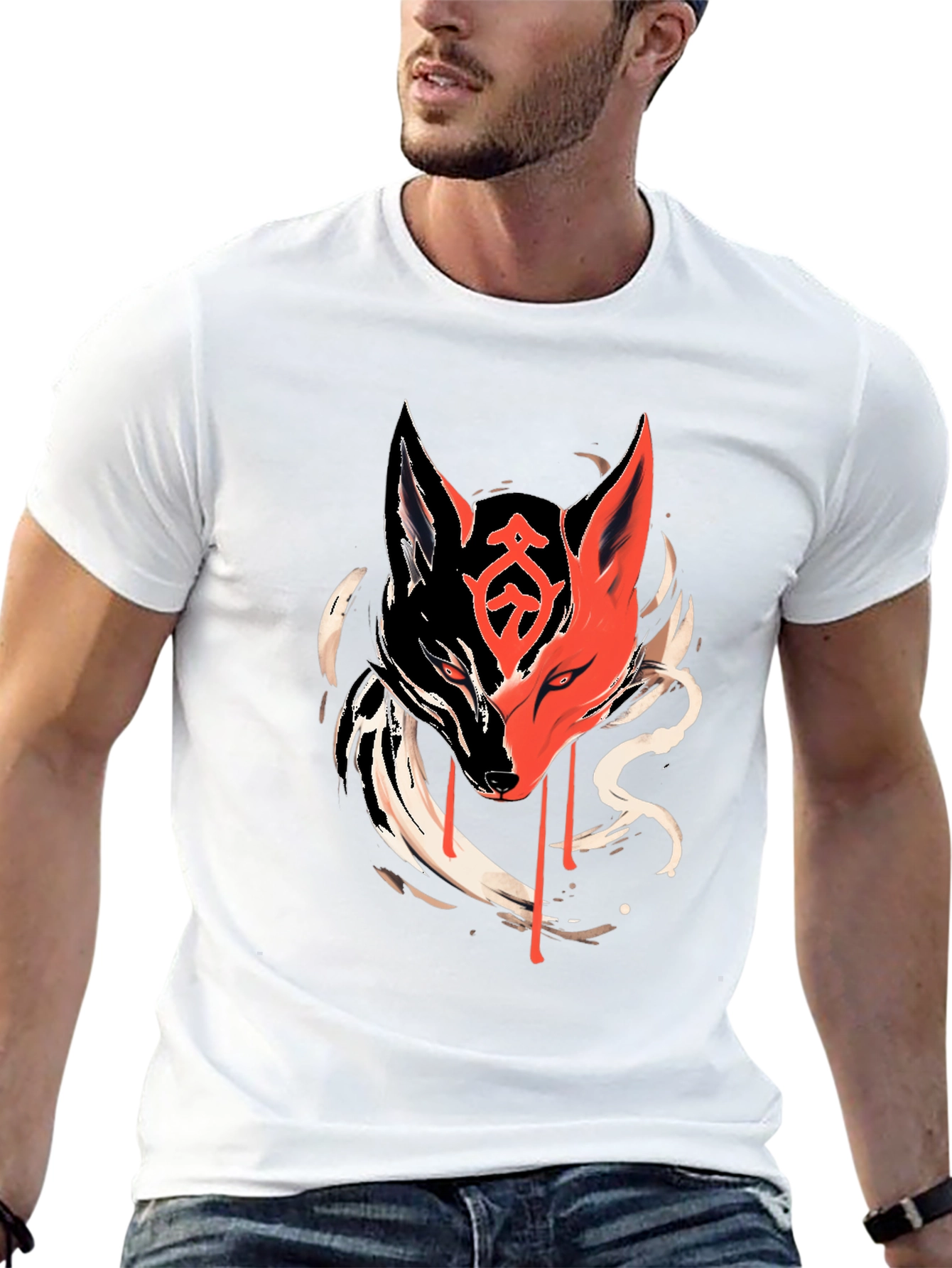 Black T-Shirt with Fox Graphic