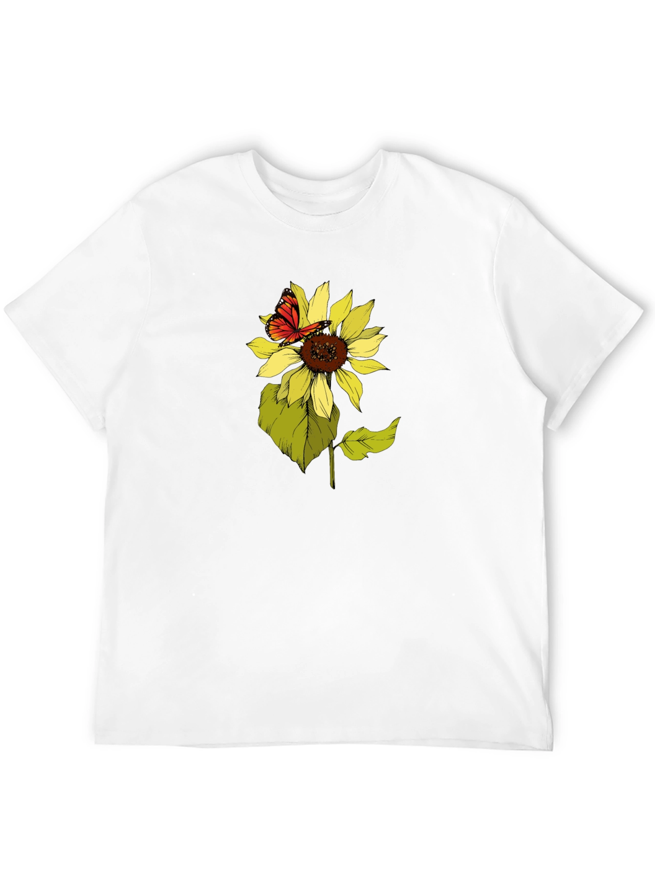 Sunflower & Butterfly Graphic Tee - Black