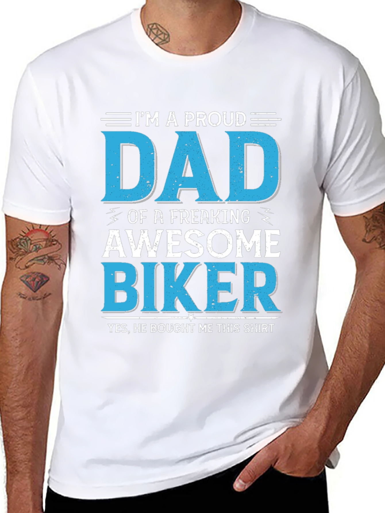 Proud Dad Biker T-Shirt - Awesome Fathers Day Gift!