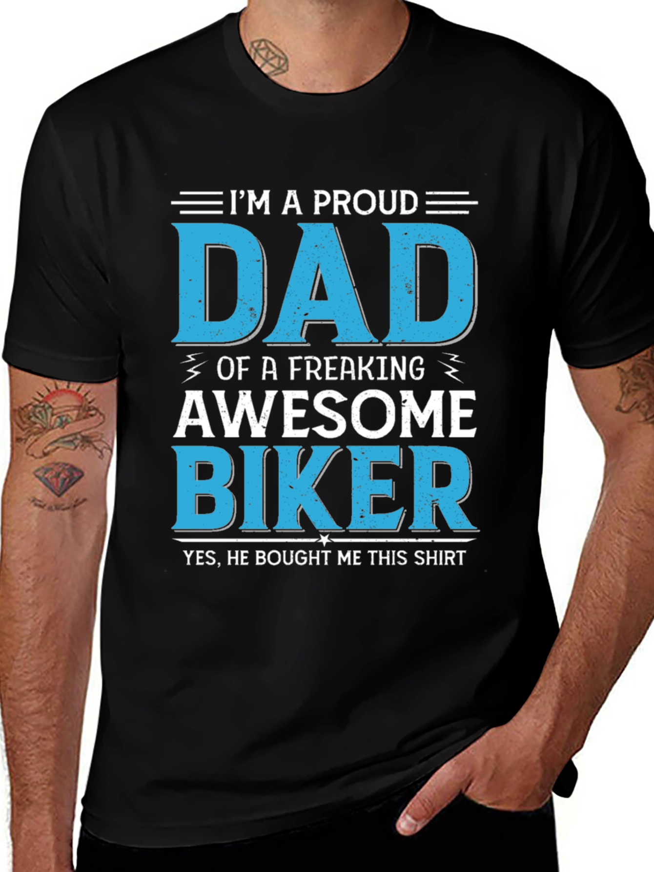 Proud Dad Biker T-Shirt - Awesome Fathers Day Gift!