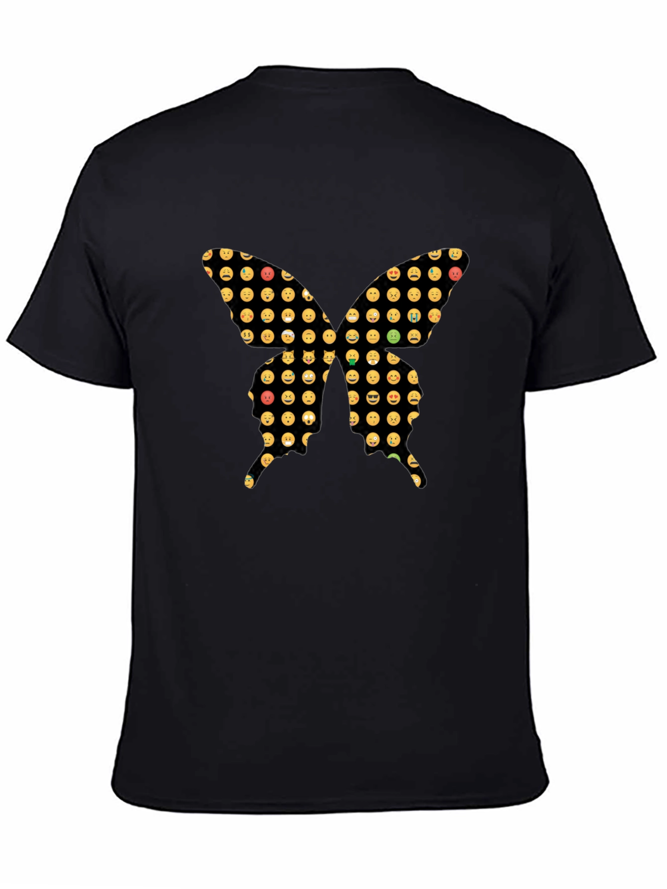 Emoji Butterfly Graphic Black T-Shirt