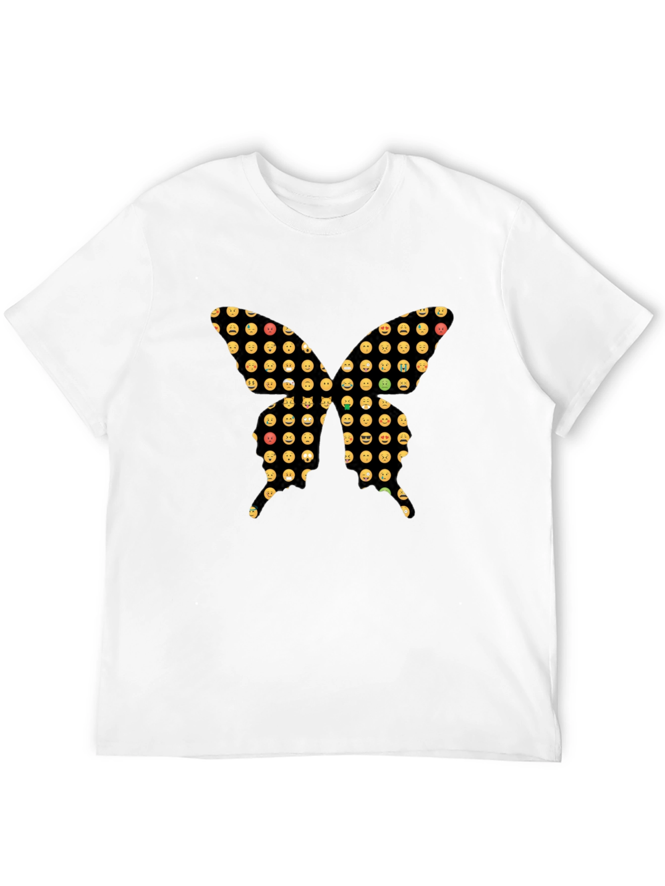 Emoji Butterfly Graphic Black T-Shirt
